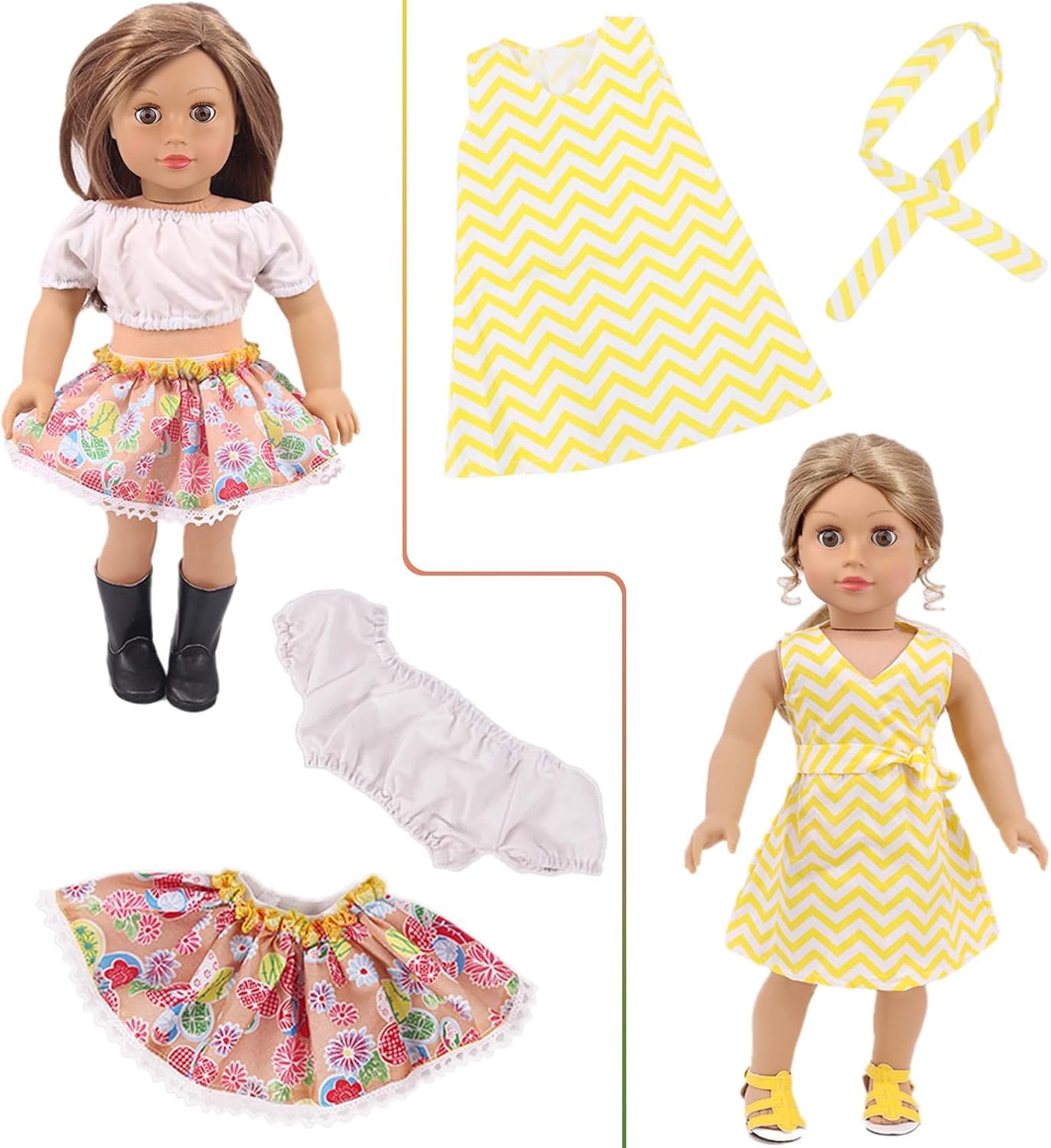 AK KYC 10 Sets American 18 Inch Doll Clothes and Accessories Include Doll Clothing Dress Fit for 18 inch Dolls ( Not Include Doll )