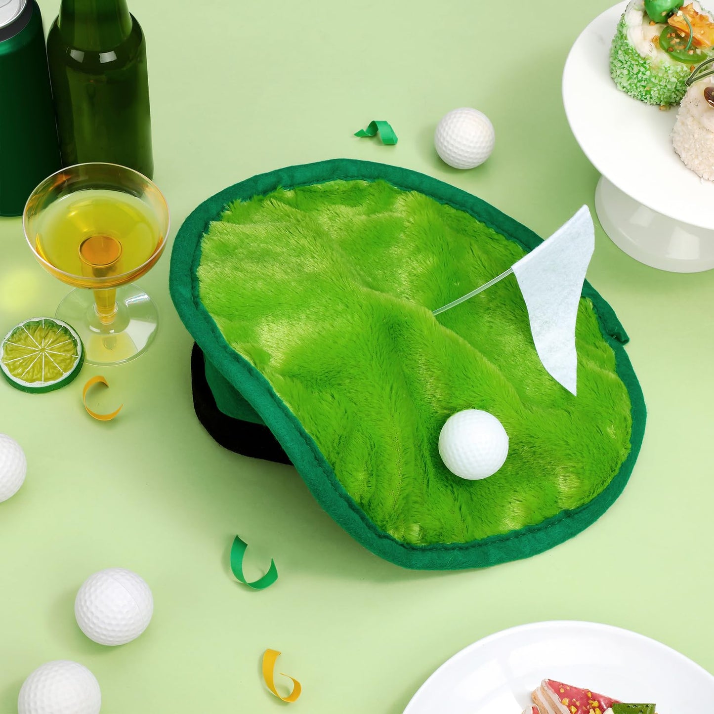 Berlune 4 Set Funny Golf Hat Golf Party Costume Accessories Novelty Golfer Beret Hat with Golf Ball Flag Golf Party Supplies