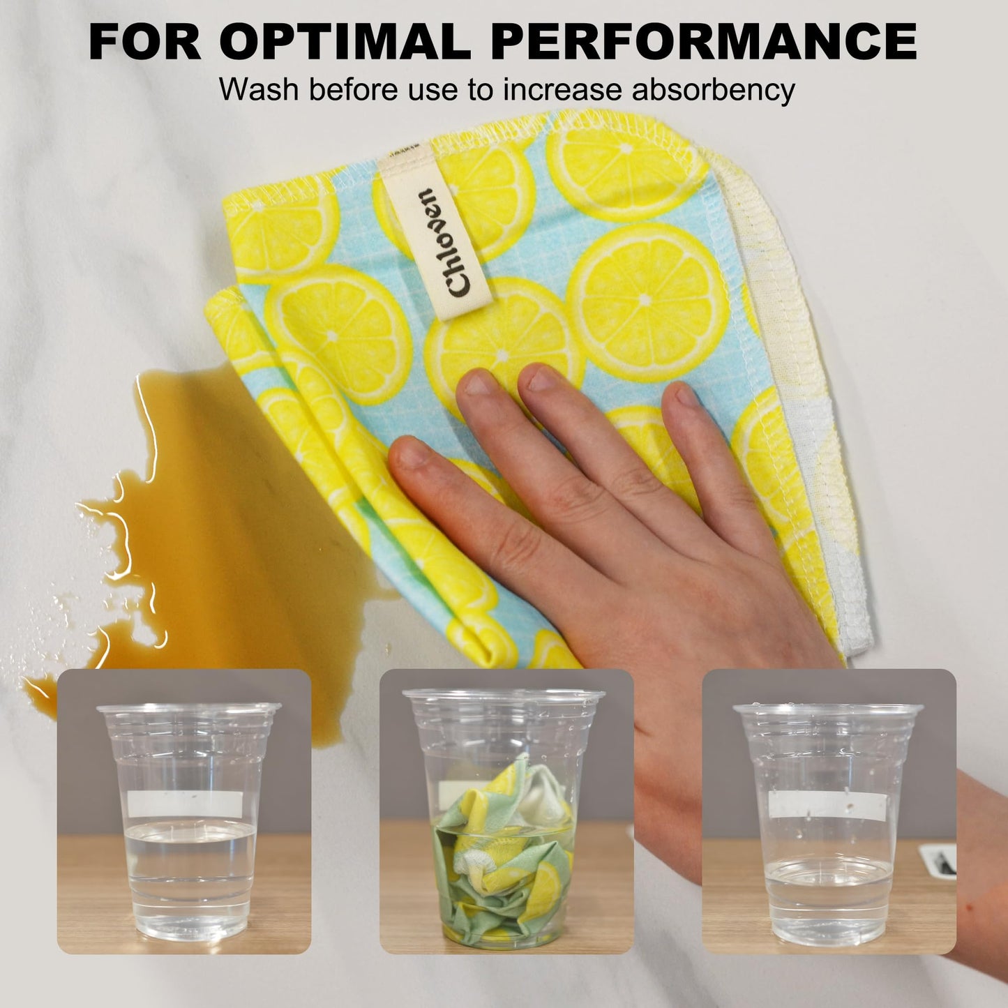 Chloven Reusable Paperless Paper Towels - Paperless Towels Roll Washable Cotton Cloth, Kitchen Paper Towels with Durable Cardboard Roll,25 Pack Zero Waste Reusable Napkins Alternative