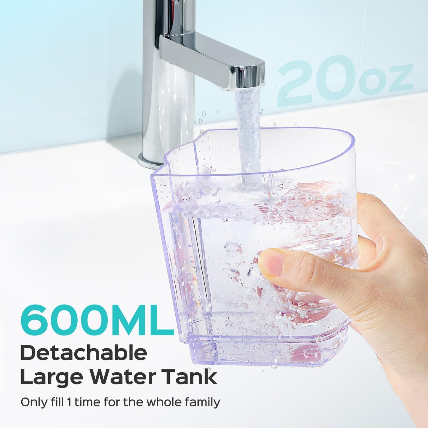 COSLUS Water Tooth Flossers for Teeth: 12 Pressure Settings Electric Water Teeth Flossing for Kids, Adults and Seniors- Home Use, 5 Jet Tips for Multiple Users, Family, White, E2