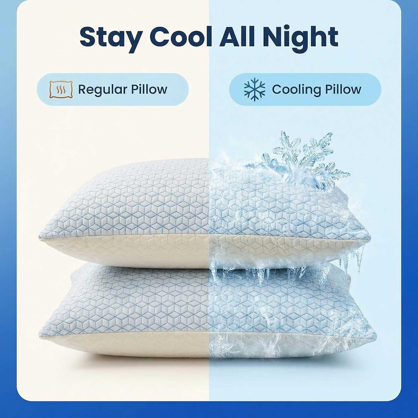Faux-Goose Down Pillows Standard/Queen Size Set of 2, Cooling Soft Fluffy Pillows with Zippered Removable Cover(Rayon Drived from Bamboo Fabric) for Side Back Stomach Sleepers