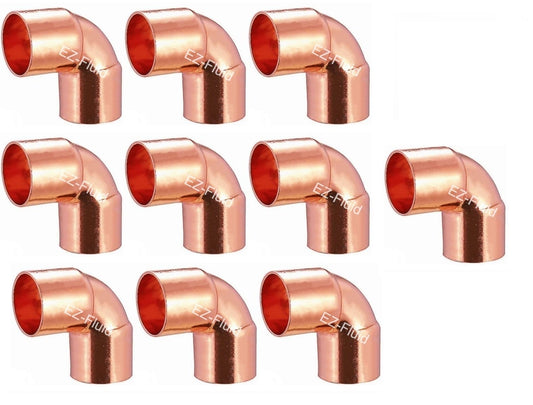 (10) EZ-FLUID Plumbing 1" C X C LF Short Radius Copper 90 Degree Elbow Pressure Copper Fitting with Sweat Solder Connection for Residential,Commercial.