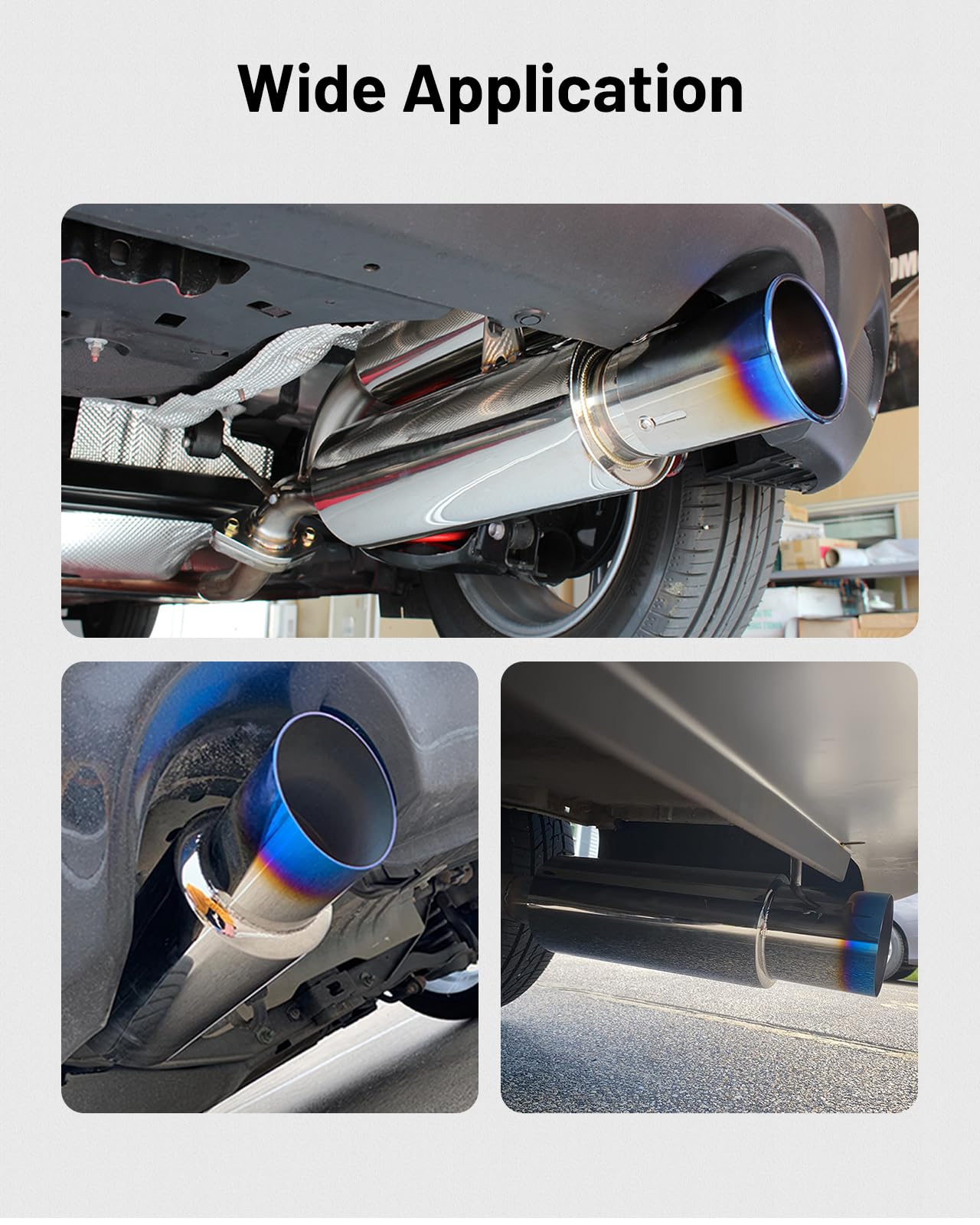 EVIL ENERGY 2'' Inlet 3'' Outlet Exhaust Muffler Tip Universal for Car Stainless Steel 14.6'' Length