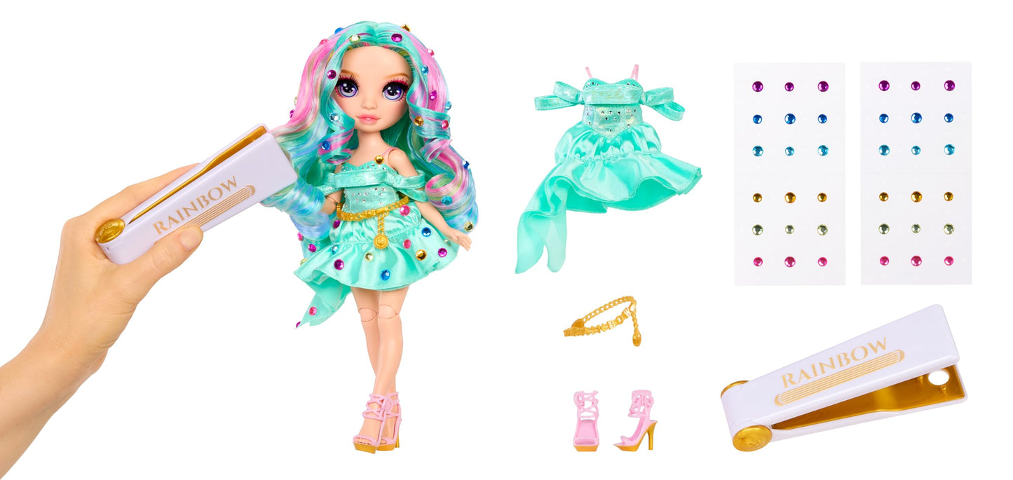 Rainbow High Be Dazzling Fashion Dolls- Celine Turquoise (Teal) with Bedazzler Tool and Sparkle Gems