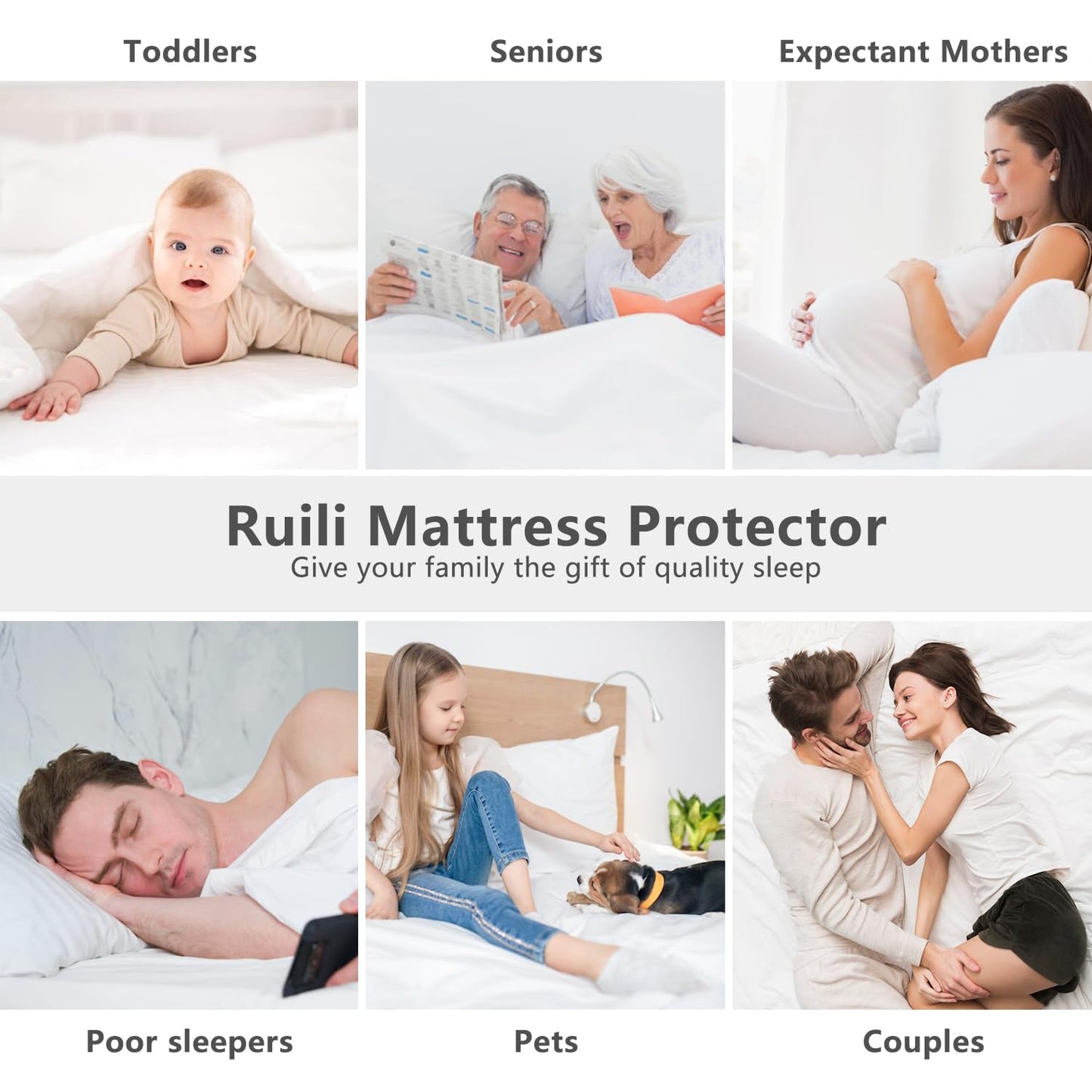 King Size Mattress Protector Waterproof Washable Mattress Padded Cover Fitted Bed Protection Noiseless Plastic Bed Pad Deep Pocket Up to 18“ Soft and Breathable（Gray）
