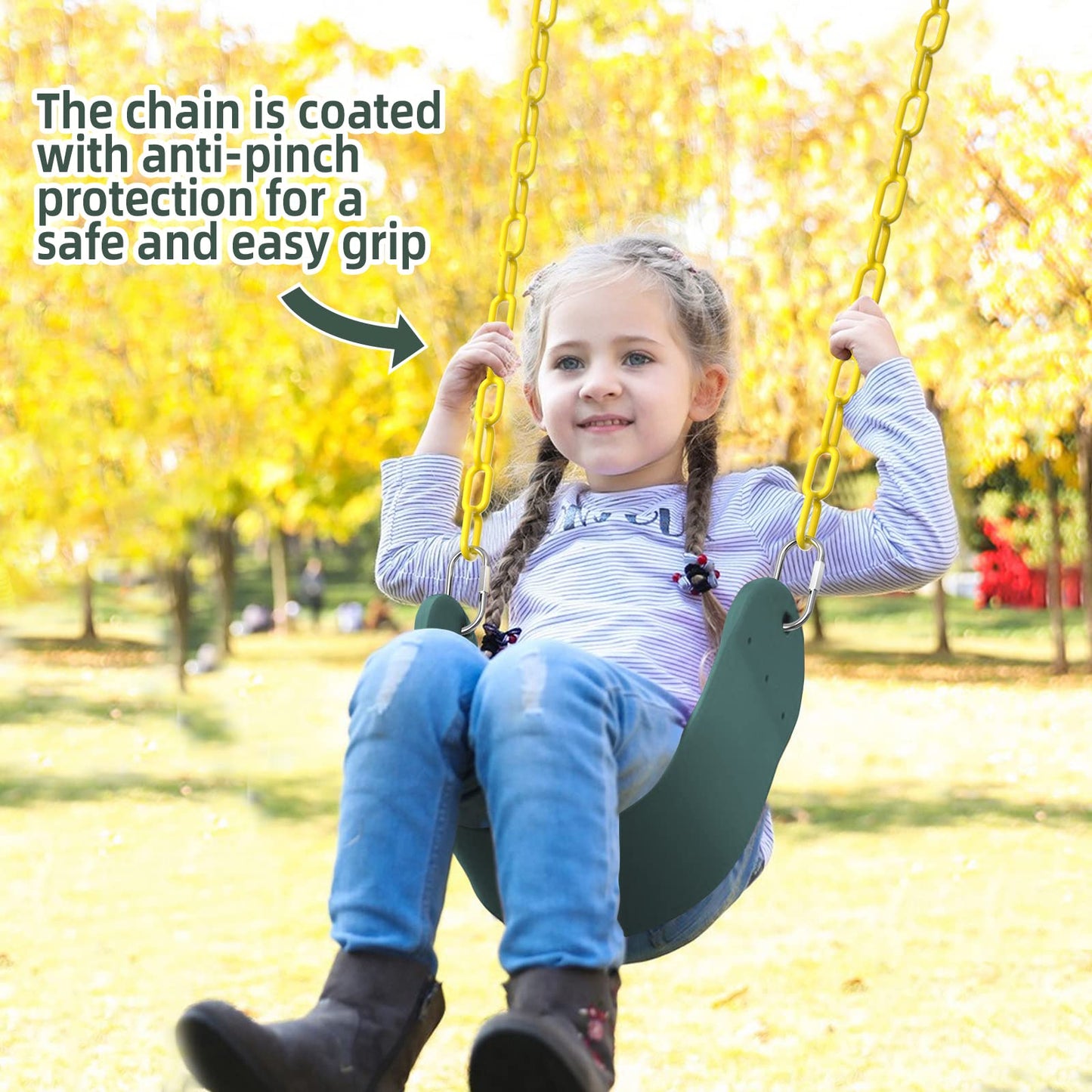 EVA Soft Plastic Swing Set, AGPTEK Swing Seat with 66 Inch Heavy-Duty Rust-Resistant Chains, Suitable for Kids and Adults up to 250 lbs for Outdoors, Playground, Jungle & Gym