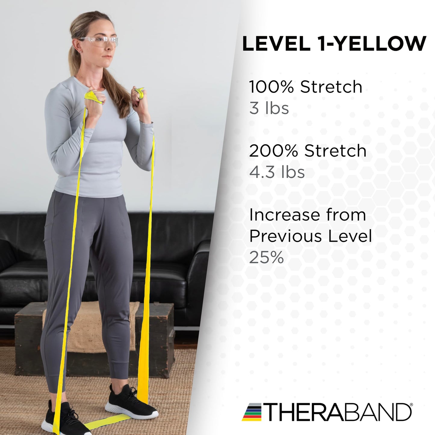 TheraBand Resistance Bands, 50 Yard Roll Professional Latex Elastic Band For Upper & Lower Body & Core Exercise, Physical Therapy, Pilates, At-Home Workouts, & Rehab, Yellow, Thin, Beginner Level 2
