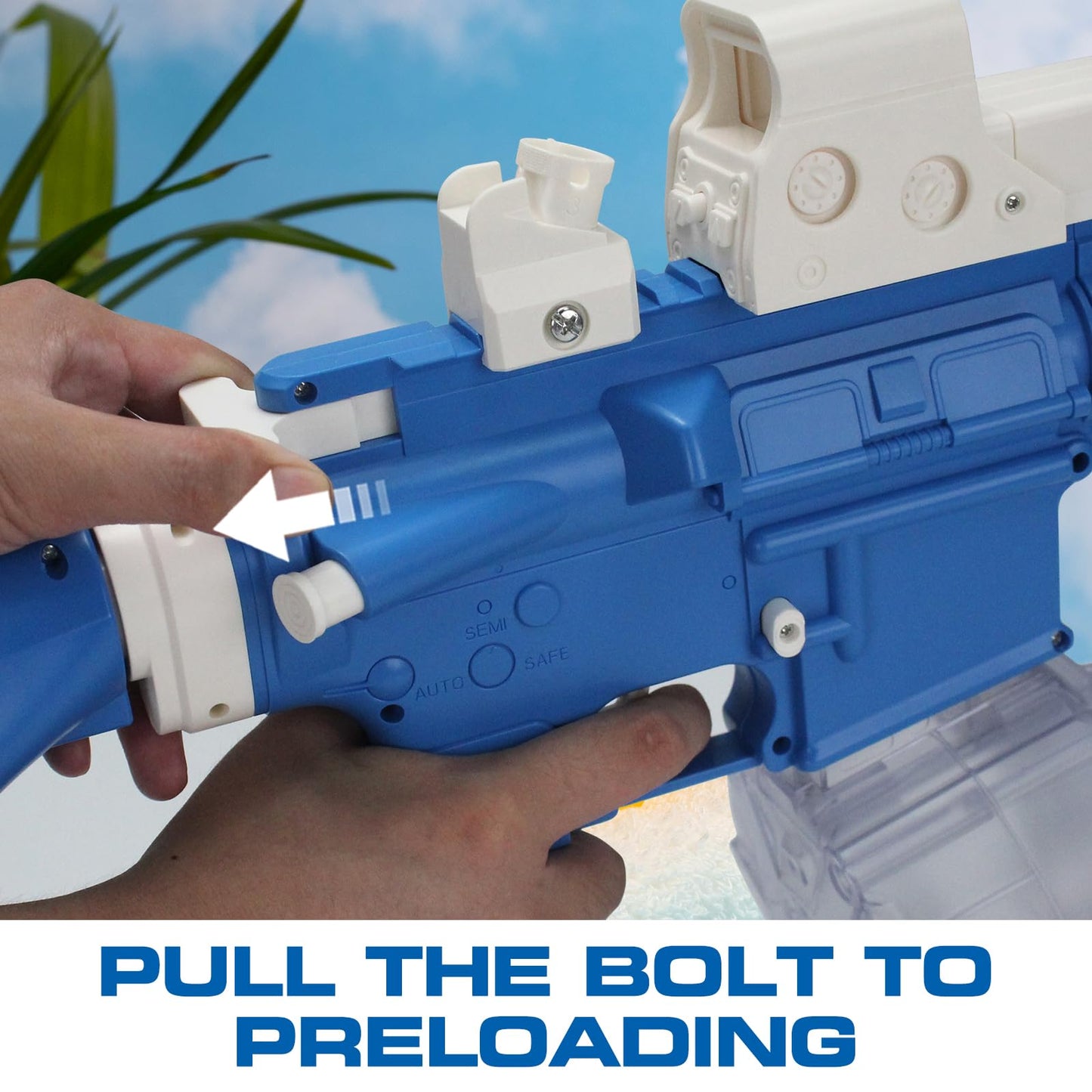 BIU BLASTER 30-Inch Gel Ball Blaster Gun 140+ FPS, 80+ Ft Range Full-Size Electric Automatic Splatter Orby Gun 7.4V 1400mAh Battery 30,000 Rounds for Outdoor Games, Ages 14+ Blue