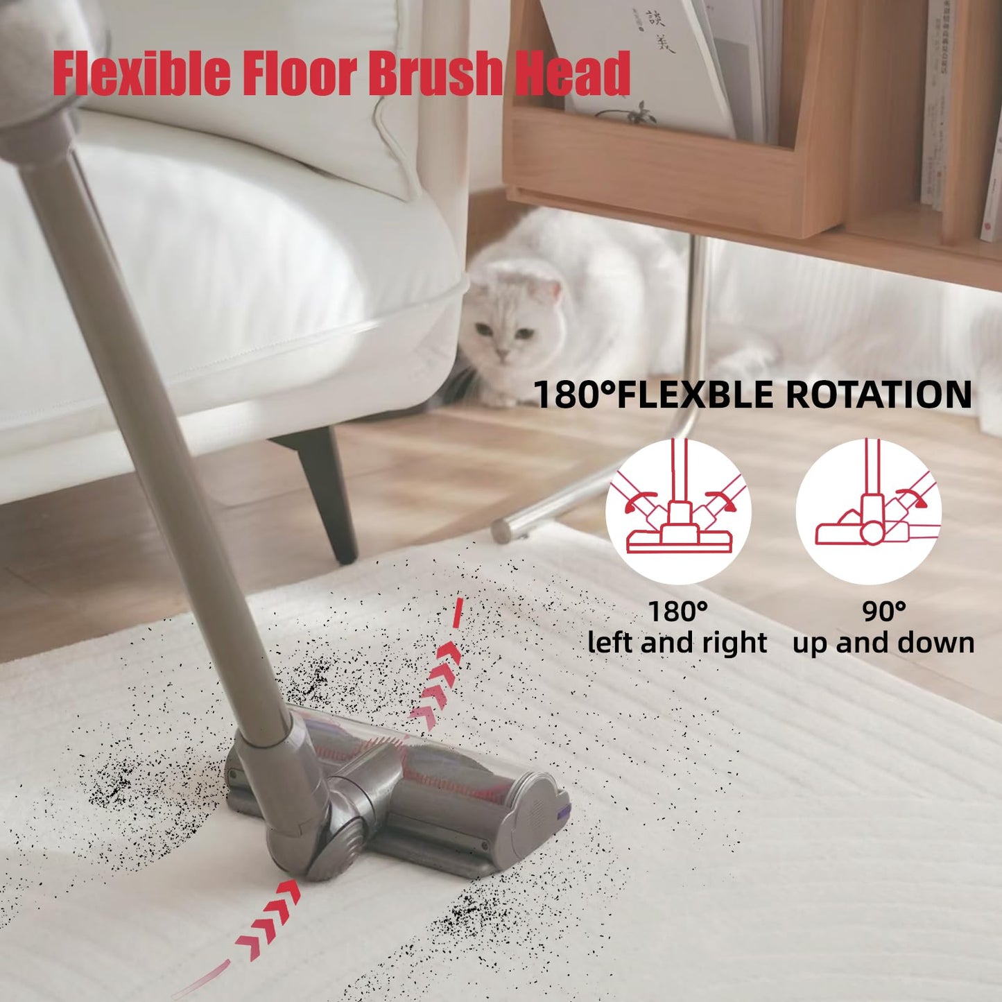 HEDONLEE Direct Drive Brush Head Replacement Compatible with Dyson V7 V8 V10 V11 V15 Vacuum, Motorhead Cleaner Head Brush for Hardwood Floor Carpets Attachment Tool Fits Dyson Part No.967483-04