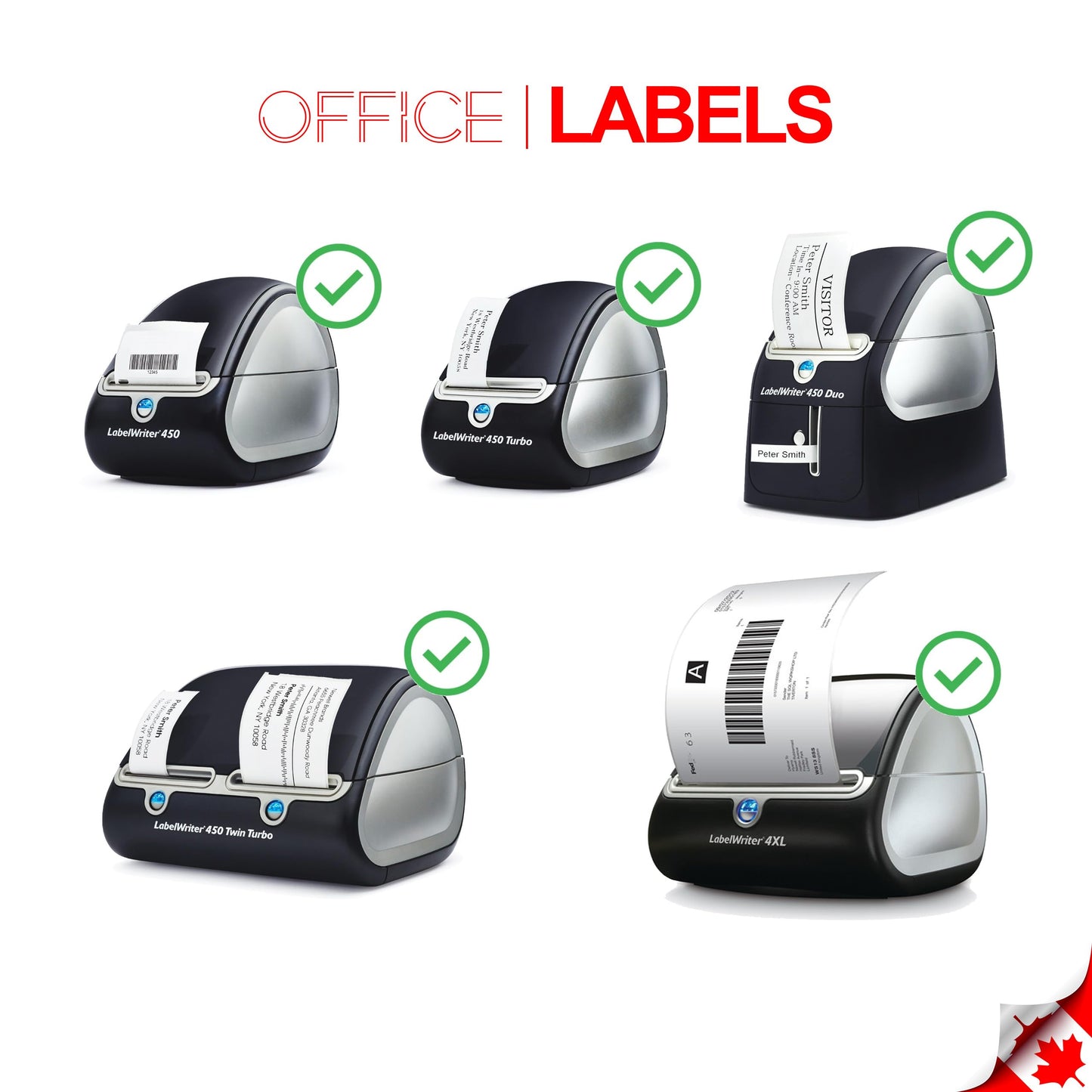 OFFICE LABELS Replacement for Dymo 30252 1-1/8 x 3-1/2 20 Rolls