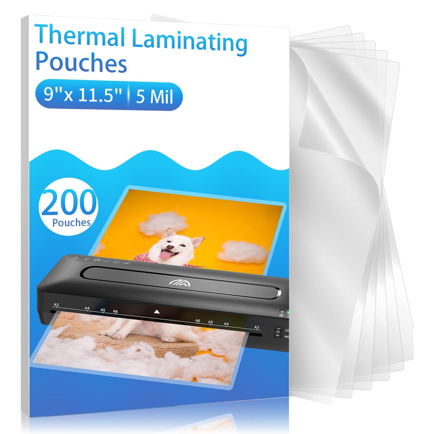 Clear Thermal Laminating Pouches – 9 x 11.5 Inch, 5 mil Thick (200 Pack) – Professional-Grade Lamination Sheets for Documents, Photos & Crafts – Fits 8.5 x 11 Letter Size Paper - [5mil 200 Packs]