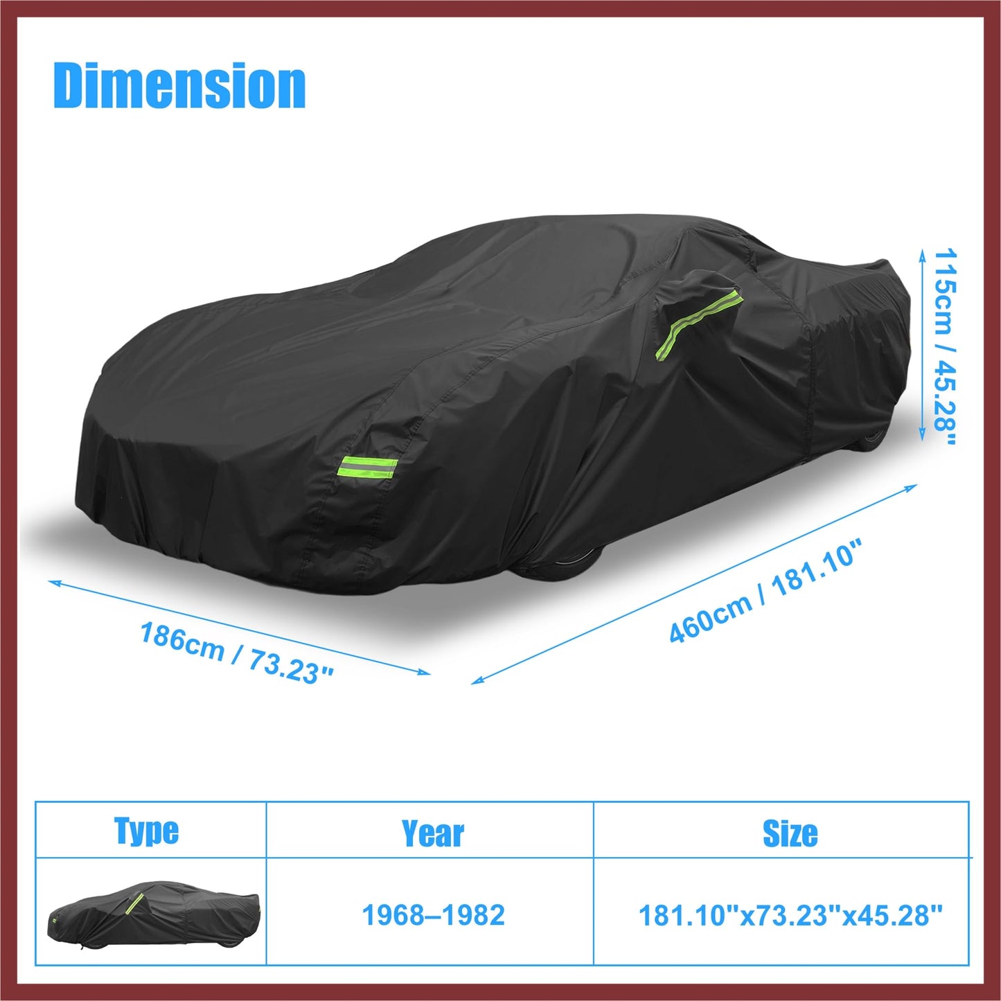 HEROFFIX Waterproof Car Cover for Chevrolet Corvette C4 C5 C6 C7 1984-2019 210D Outdoor Full Car Cover All Weather Windproof Sun Rain Protection with Door Zipper Replace Parts