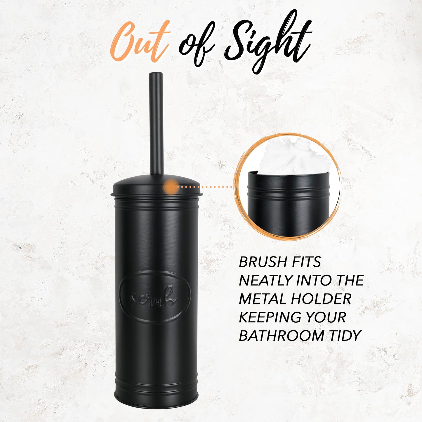 Autumn Alley Black Toilet Bowl Brush and Holder Set, Covered Bathroom Toilet Brush for Modern Farmhouse Bathroom Decor, Standing Rustic Toilet Brush with Holder, Bathroom Decor Sets, Matte Black
