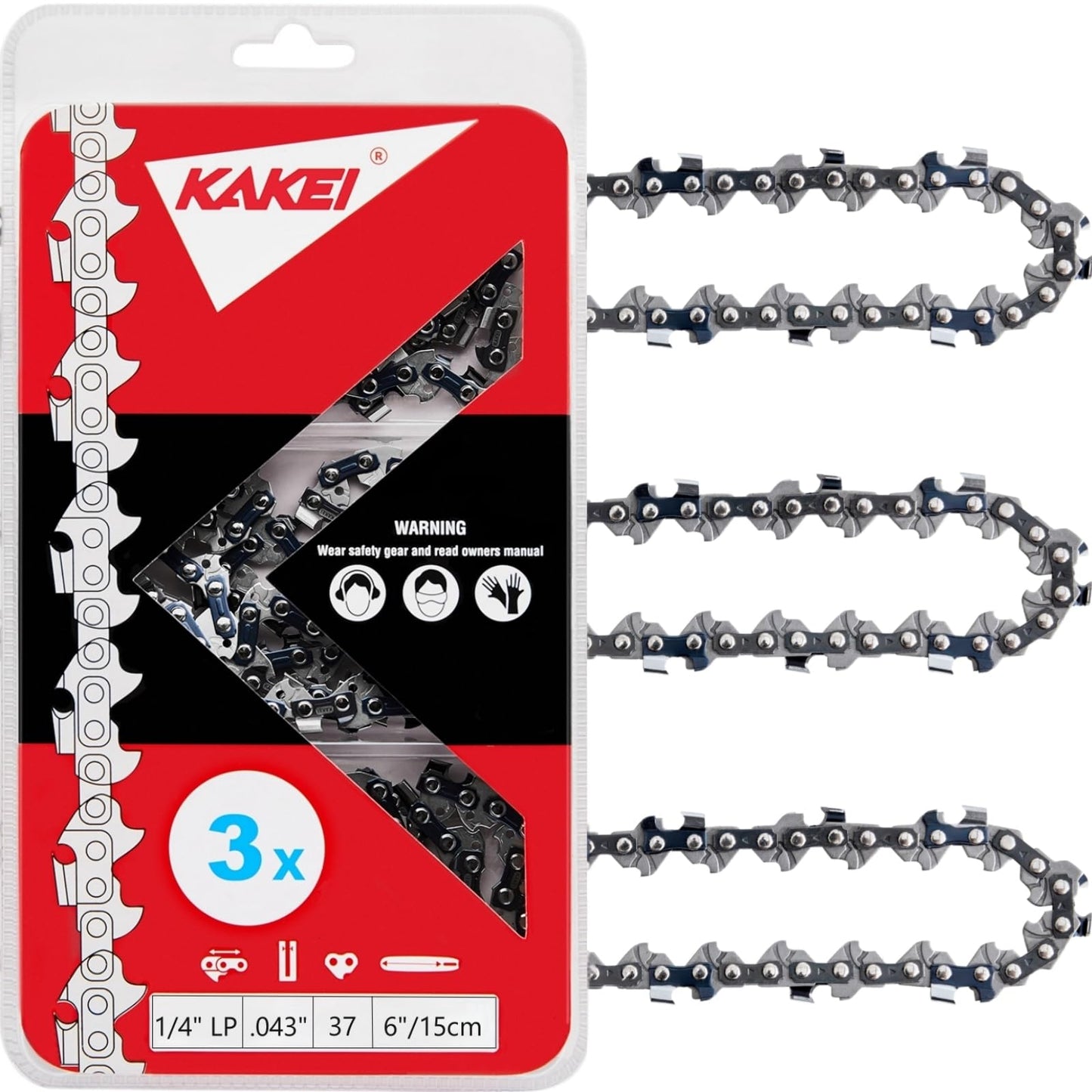KAKEI 20 Inch Chainsaw Chain .325" Pitch .058" Gauge 76 Drive Links for Blue Max 53543, 8901, 8902 (3 Chains)
