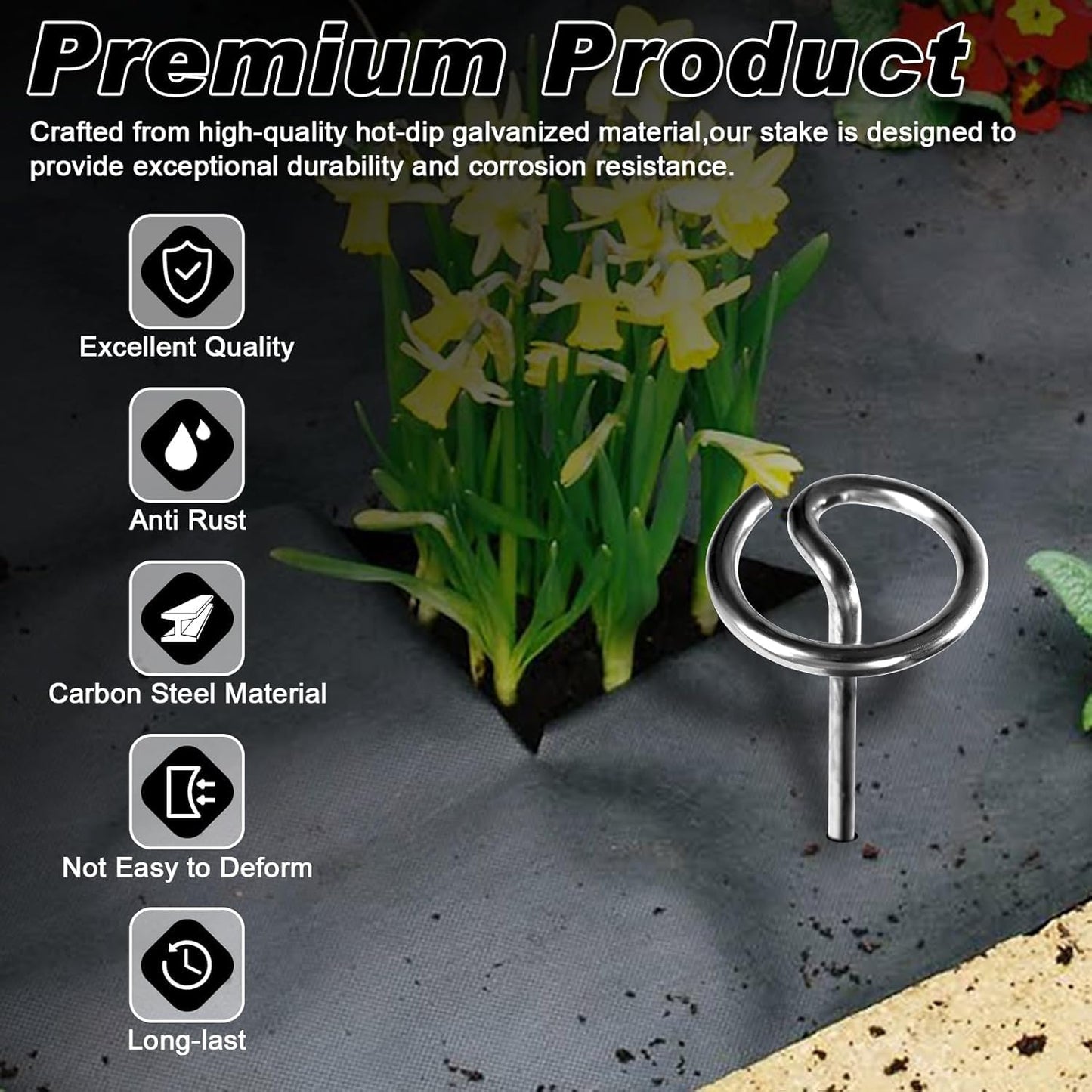 150Pcs Circle Top Landscape Staples Heavy-Duty Landscape Staples 6 Inch Galvanized Garden Stakes Yard Lawn Spikes for Plant Cover, Tent, Weed Barrier Fabric, Turf, Inflatable and Outdoor Decoration