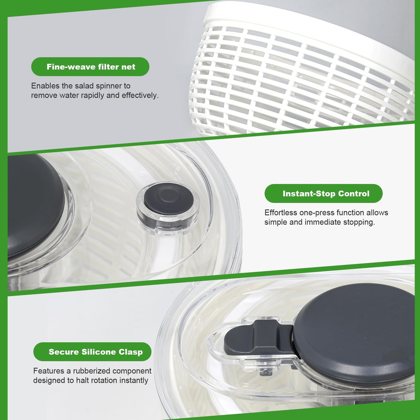Salad Spinner - 6 Litre Non-Slip Vegetable & Fruit Washer/Dryer for Households, Easy-Clean Kitchen Gadget for Greens, Herbs & Vegetables