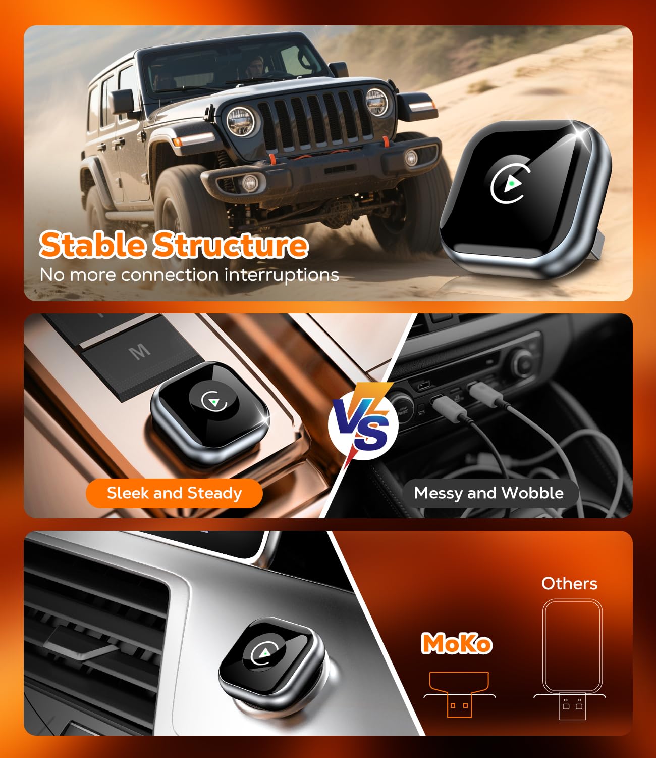 Wireless CarPlay Adapter for Apple iPhone - Convert Wired CarPlay to Wireless - USB C/A Plug and Play, Super Mini, Stable Bluetooth Connection, for iPhone iOS 10+ & Cars with Built-in Car Play