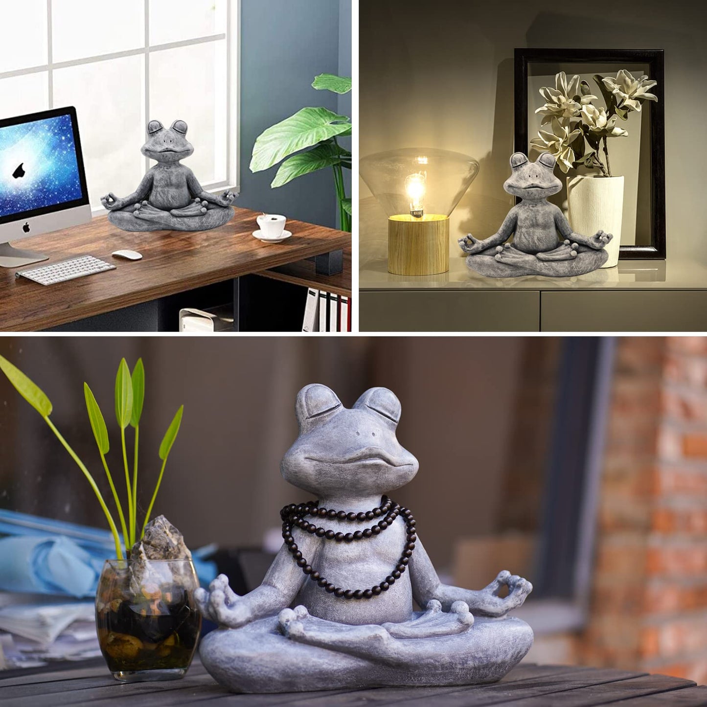 Goodeco Meditating Yoga Frog Statue - Zen Garden Frog Figurines for Home,Patio,Deck,Porch or Yard Art Outdoor Decor,Gift idea,Frog Gifts for Women 12.5"×10"