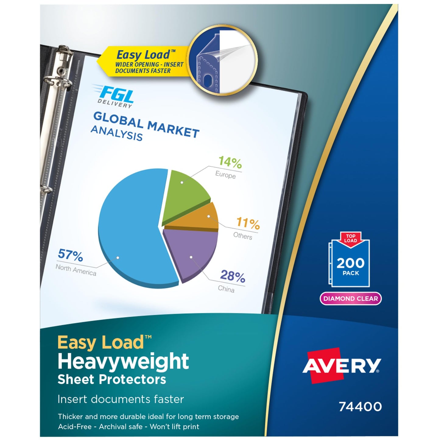 Avery Diamond Clear Heavyweight Sheet Protectors, Acid Free, Box of 200 (74400)