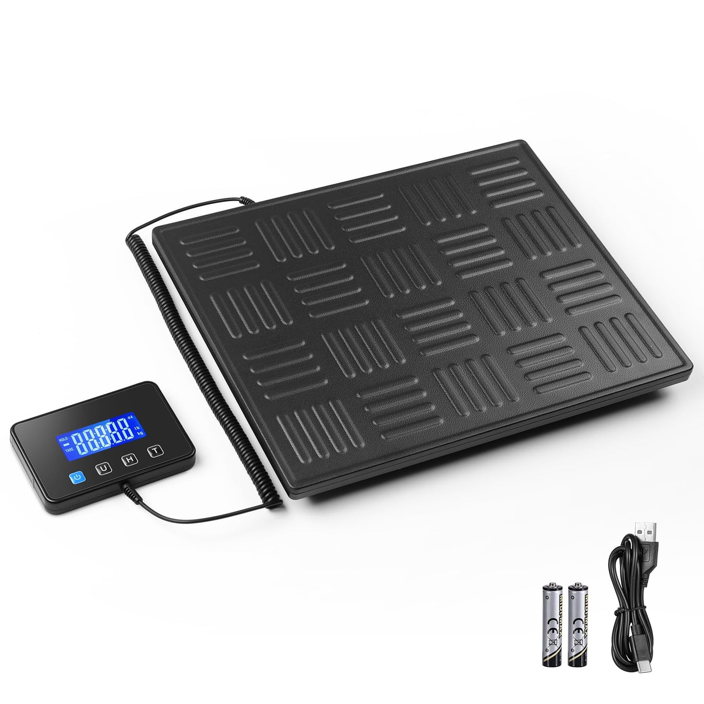 Digital Shipping Scale 300kg, Heavy Duty Postal Scales with Hold and Tare Function, Seperate Screen, Large Platform, Postage Scale for Small Business, Packages (Black)
