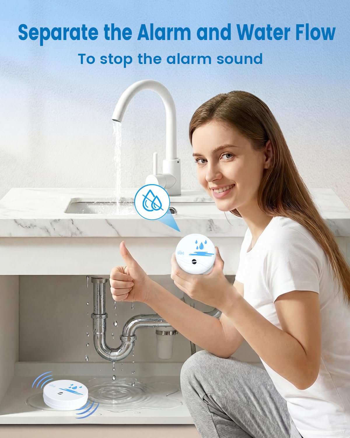ComfyTune 5 Pack Water Leak Detectors for Home, 100dB Waterproof Water Leak Alarm Sensors for Basements, Bathrooms, Laundries, Sinks, and Windows(Battery Included)