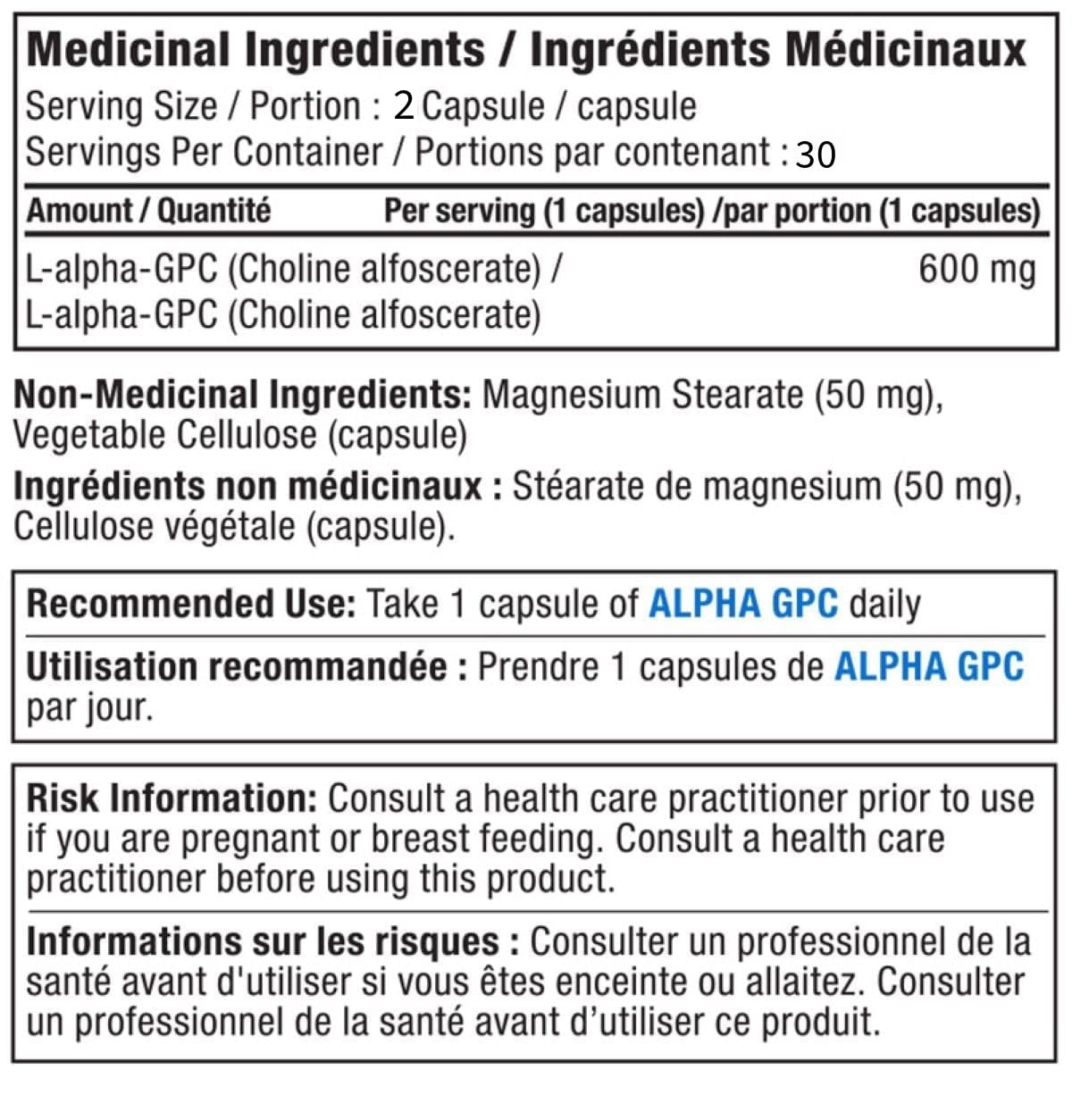 Alora Naturals Alpha GPC 600mg | High-Potency Choline Supplement for Brain Health, Focus & Memory | Acetylcholine Nootropic for Cognitive Support | Vegan, Non-GMO | 60 Capsules (Pack of 2)
