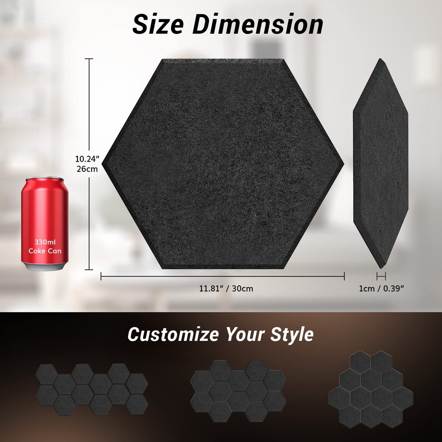 TONOR 12 Pack Sound Proof Panels, Self-adhesive Acoustic Panels, High Density Soundproofing Panels, Acoustic Wall Panels in Home, Office, Recording, Podcasting, 12"x 10"x 0.4", Black