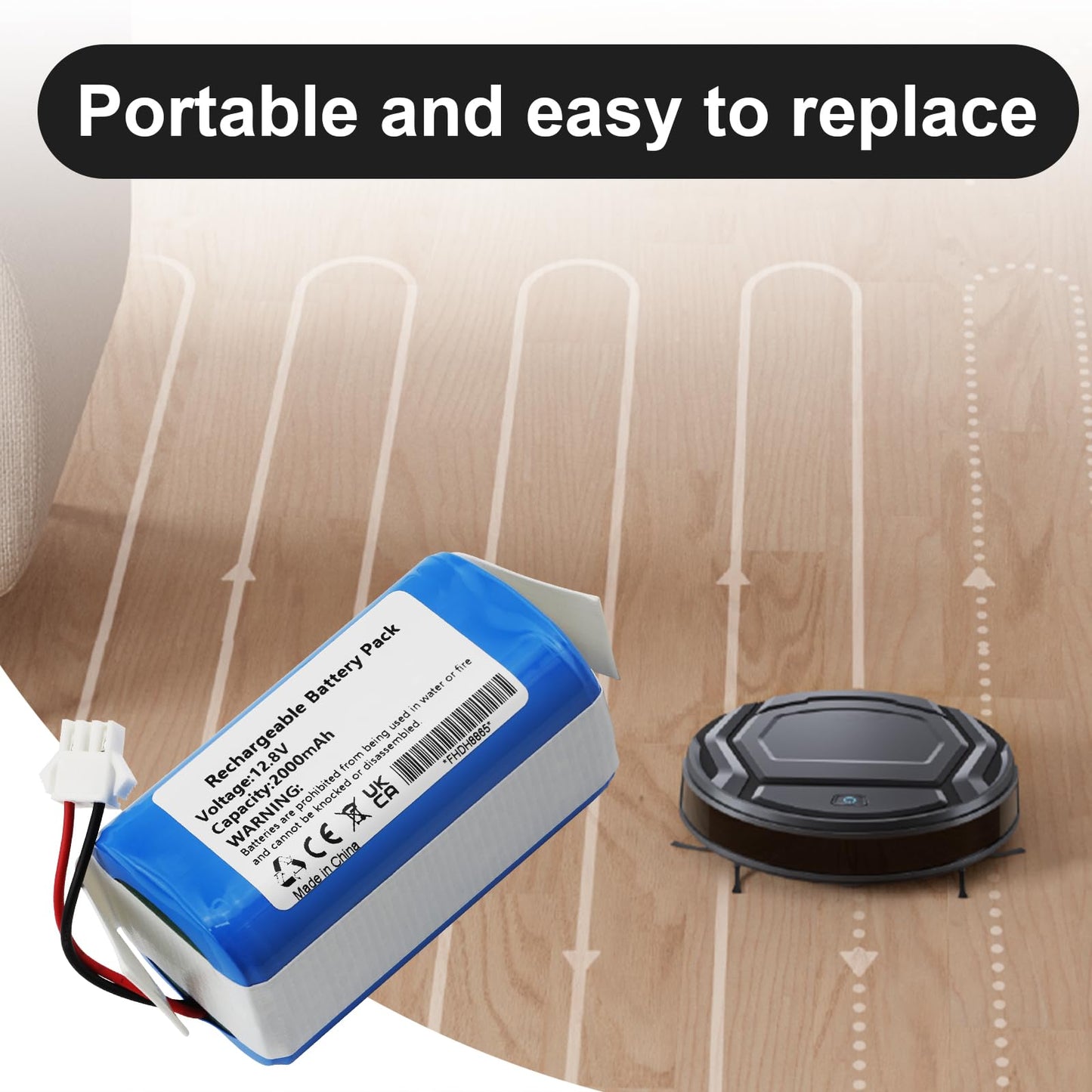 TIIANTE 2000mAh 12.8V Replacement Battery Compatible with Lefant M210 M210B M210P M213 M213S M320 OKP Life K2 Robot Vacuum Cleaner Battery (Not 14.4V)