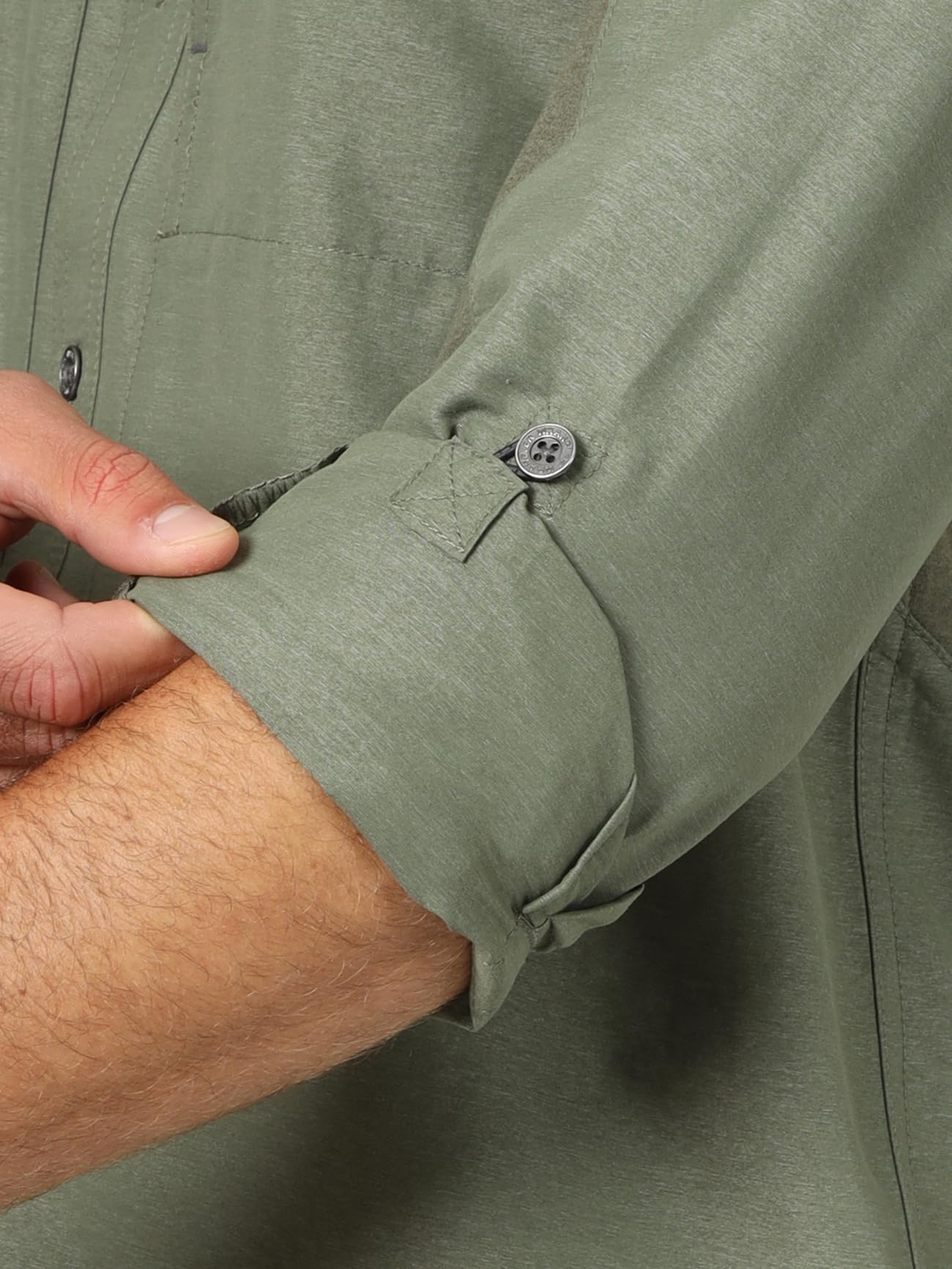 ATG by Wrangler Men's Long Sleeve Mixed Material Shirt, Dusty Olive, X-Large