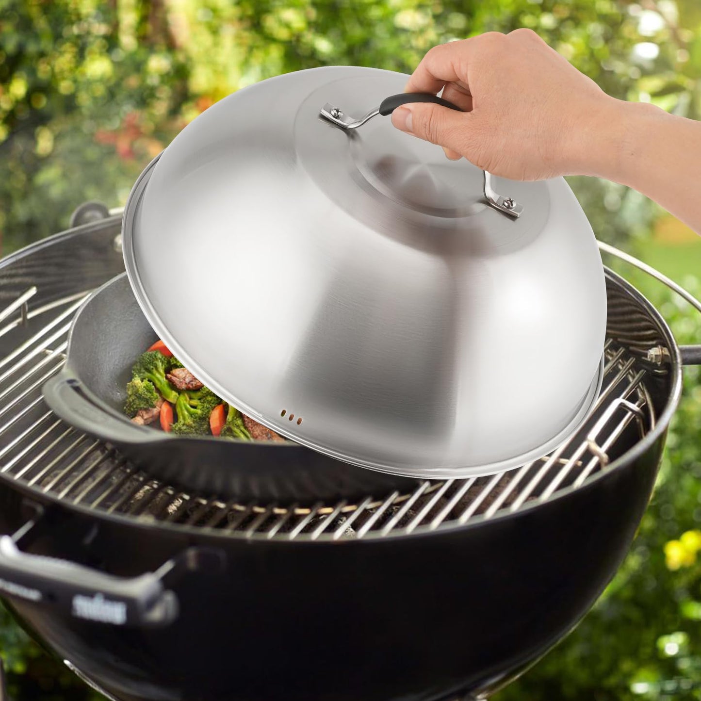 only fire Stainless Steel Griddle Accessories Kit Chesse Melting Dome Steaming Cover for Flat Top Griddle Grill Indoor or Outdoor, 2pcs - 9"&12"
