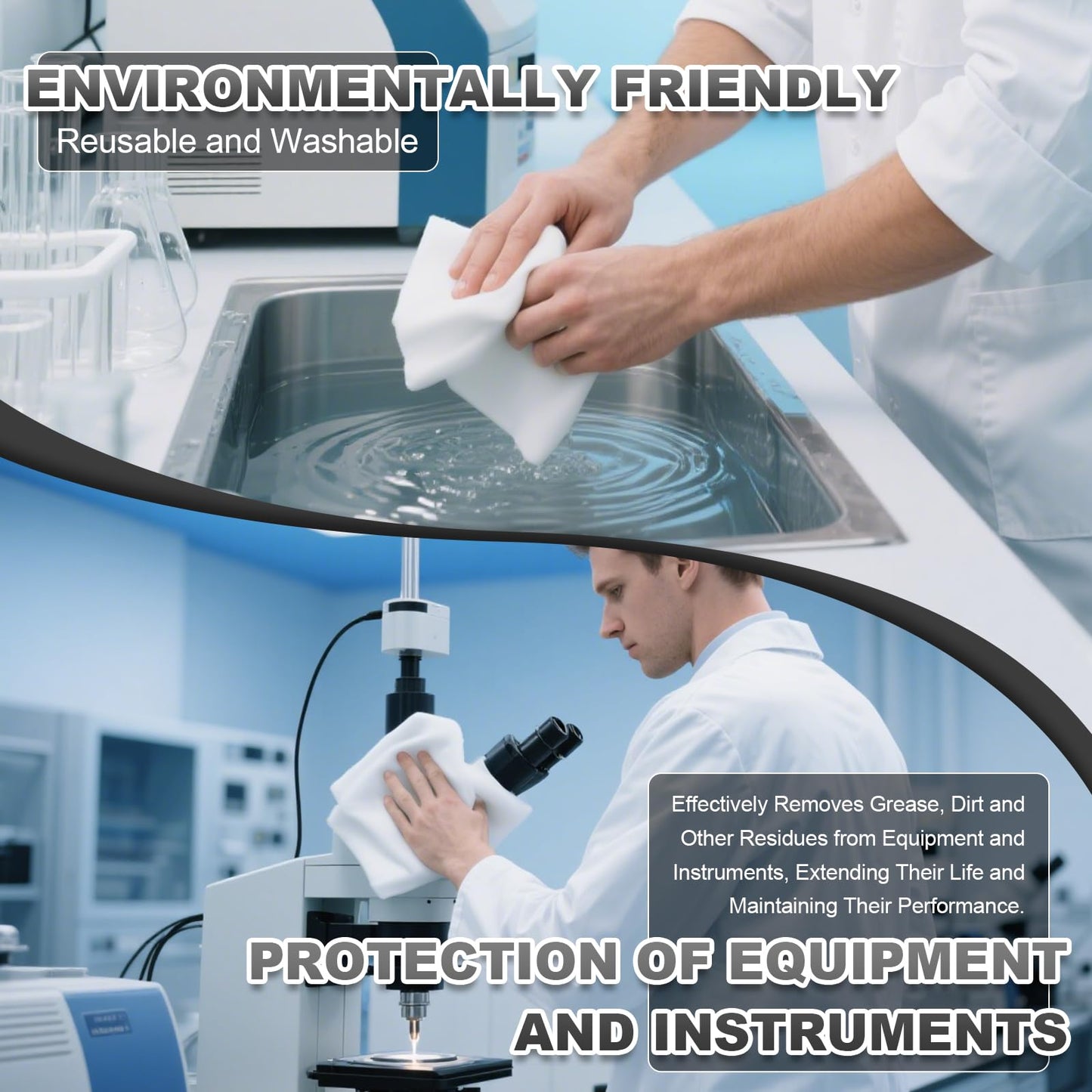Synvicovan Cleanroom Wipers 9"x9"(150 Pcs, 100% Polyester, Class 100, 140GSM) Double Knit 100% Lint Free Cloths with Ultra-fine Filaments, Laser Sealed Edge Ultra-Soft Wipers