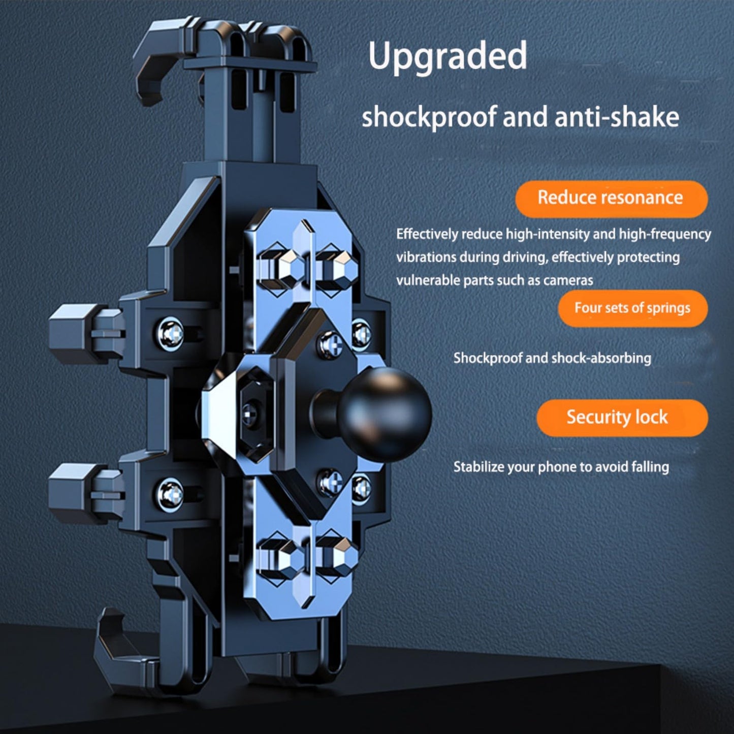 Cesicersi Motorcycle Phone Mount Holder - [Dual Dampener] [Anti Shake] Motorcycle Cell Phone Mounts,Adjustable Bike Phone Holder, Fit for iPhone Samsung LG Google All 4.7-7.2" Phones,Black