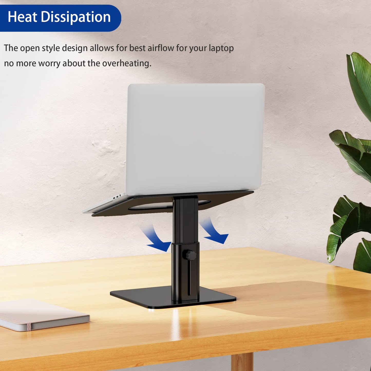 Besign LSX6N Aluminum Laptop Stand, Ergonomic Adjustable Notebook Stand, Riser Holder Computer Stand Compatible with Air, Pro, Dell, HP, Lenovo More 10-14" Laptops, Black