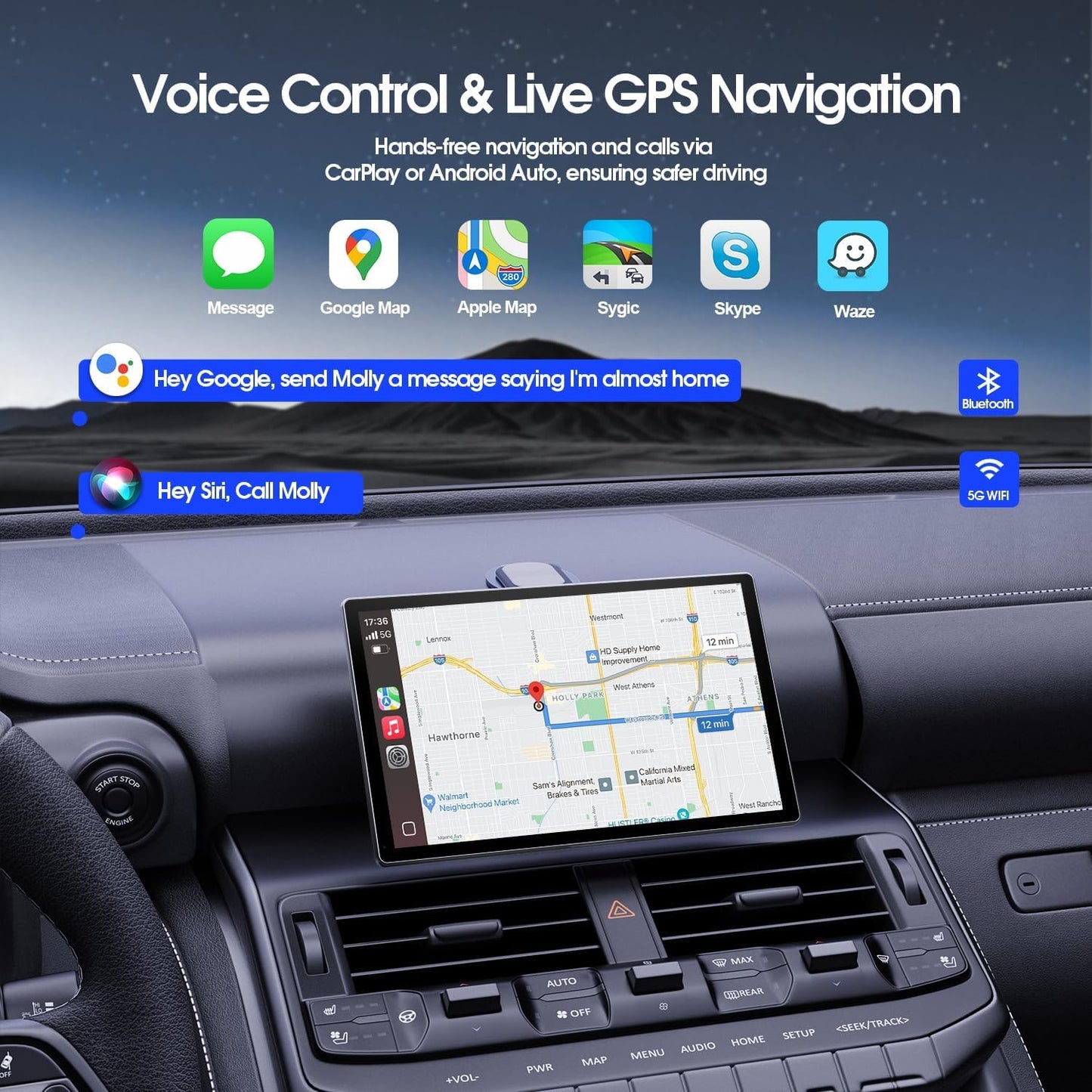 Avylet 9" Wireless CarPlay Screen for Car with Apple Car Play & Android Auto, Portrait & Landscape Mode, OTA Upgrade, Portable Touchscreen & Backup Camera, GPS Navigation/Voice Control/Bluetooth 5.0