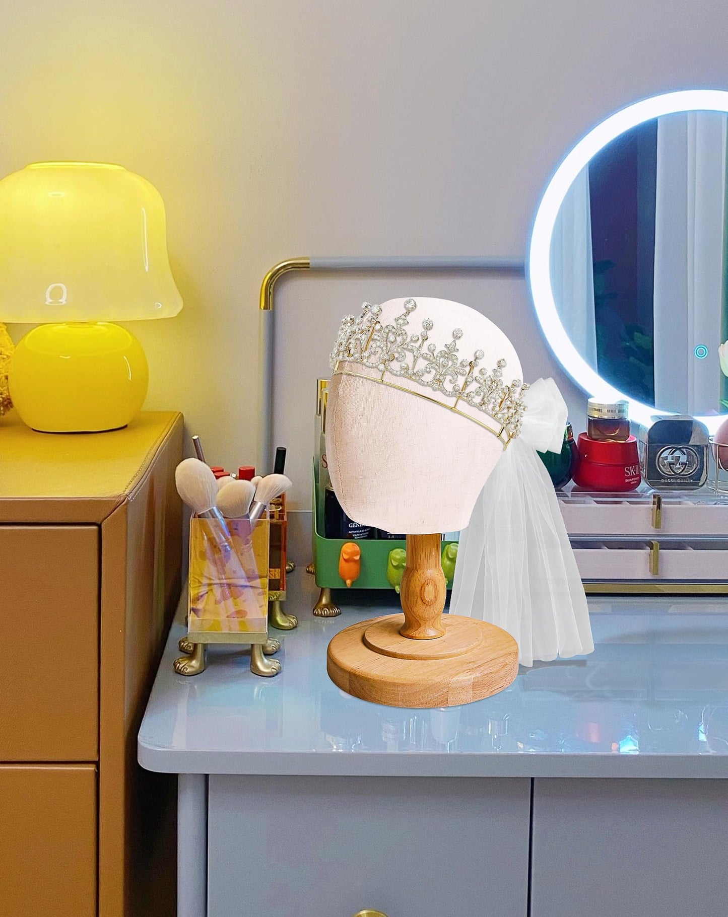 CHADWICK Baby Mannequin Head, Wig Head Stand for Kids, Plastic Model Head for Hats, Wigs, Glasses, Scarves Display, Baby Girl Children Hat Stand, Canvas Block Manikin Head for Home, Salon, Shop