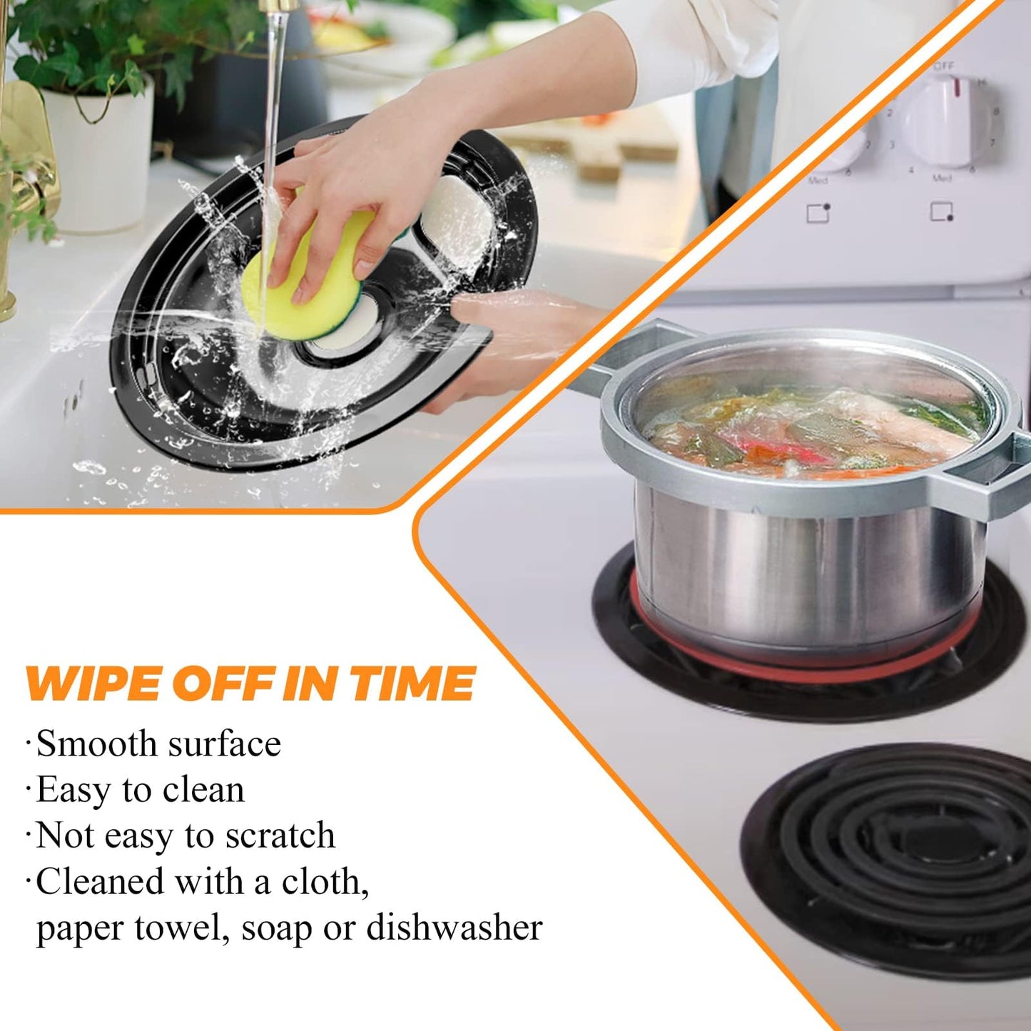 WB31M19 WB31M20 Stove Burner Drip Pans Black Compatible for GE Hotpoint Electric Stove Burner Range Cooktop Includes (2) 6" and (2) 8" black Drip Pans