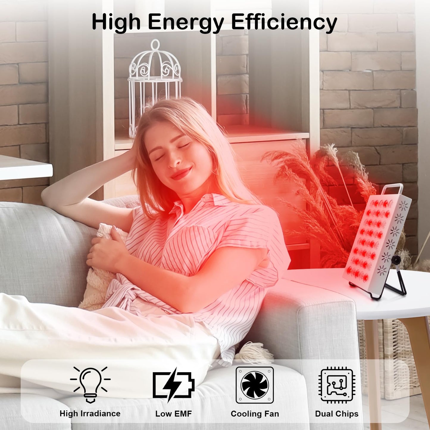 Red Light Panel with 40 LEDs, Red Light with Timer, Adjustable Angle & Brightness