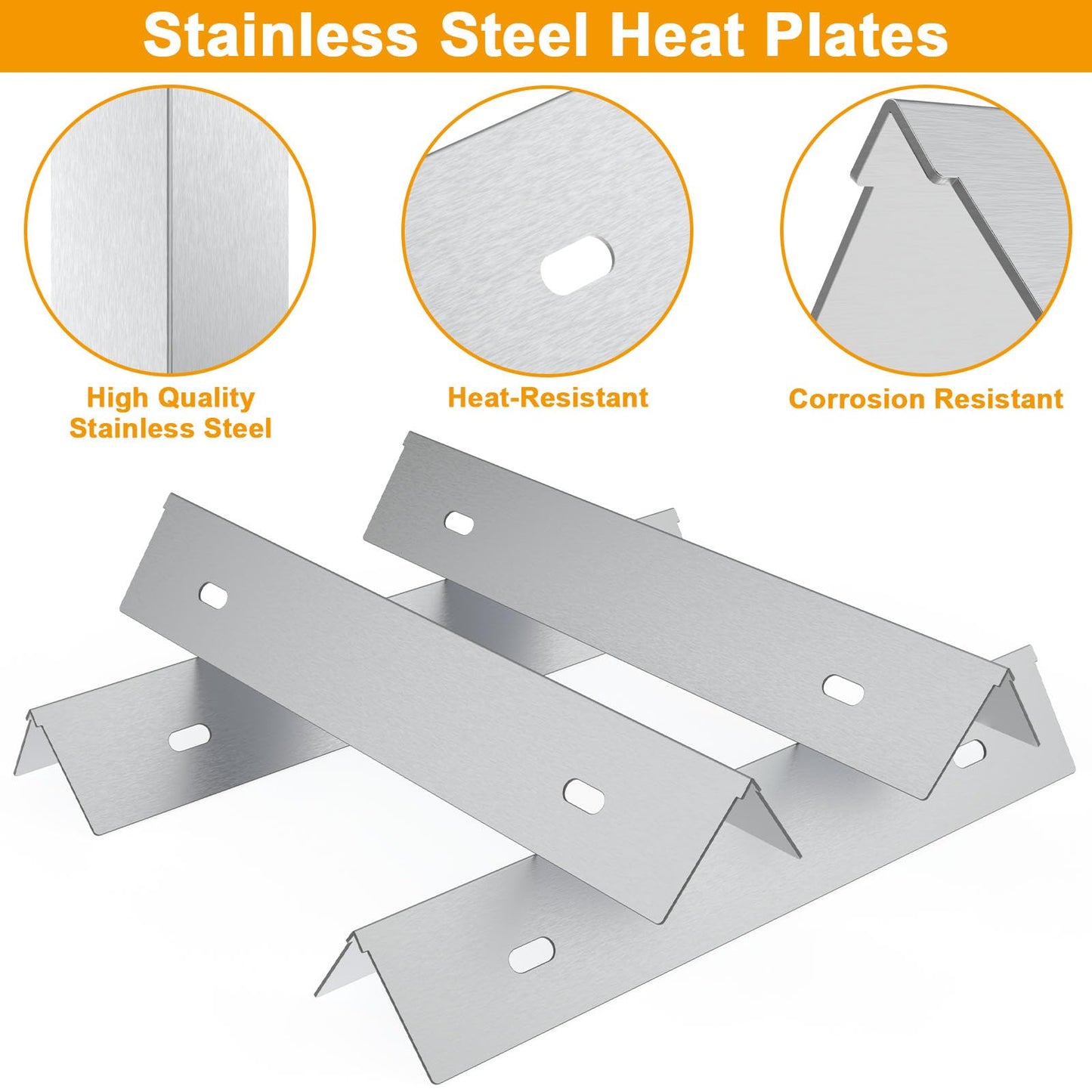 Stainless Steel Heat Plates Replacement Parts for Napoleon,BBQ Accessories for Napoleon Rogue and Prestige 500 Grills(4 Pack)