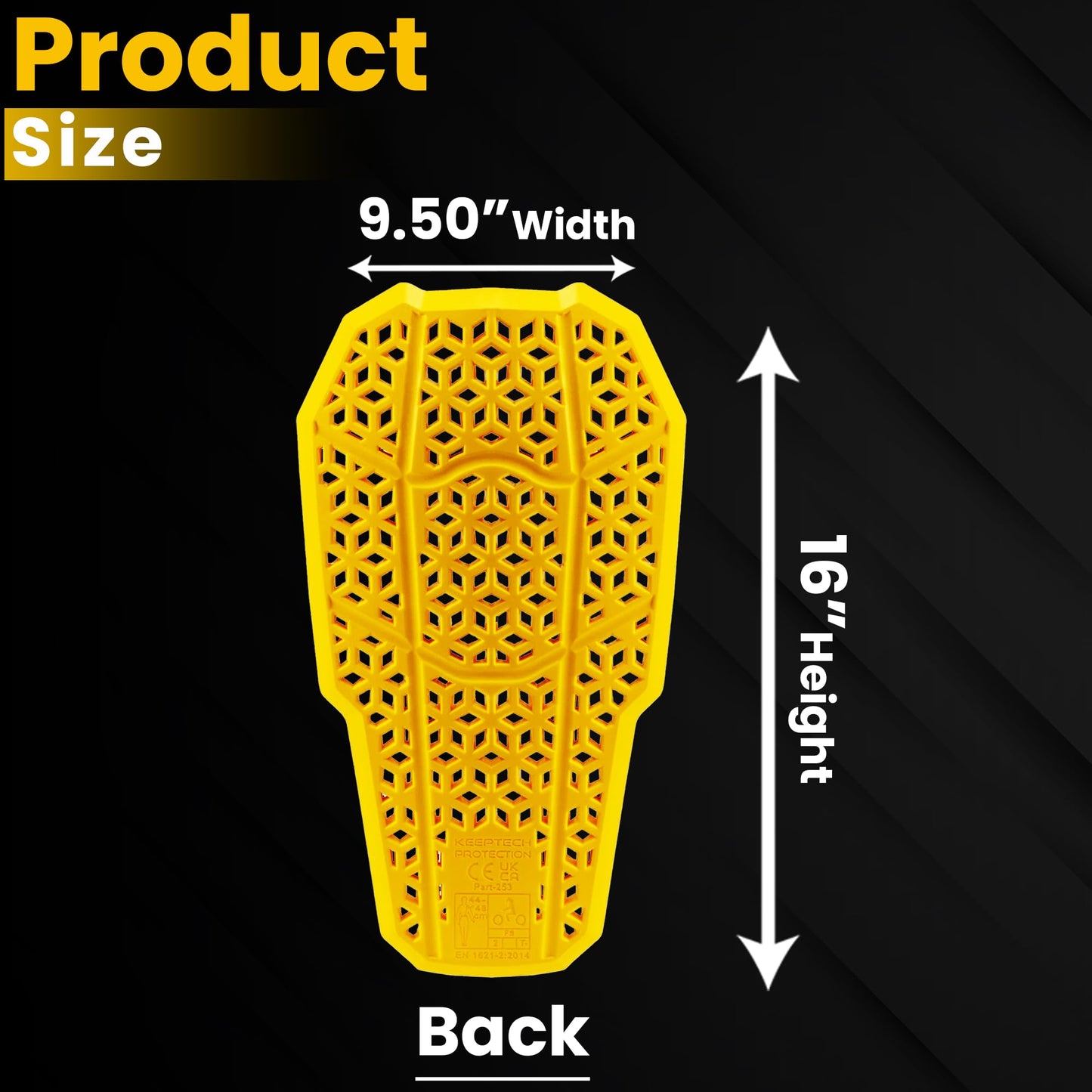 MOTOSTYLEWEAR – CE 2 Approve Back Protective Pad, Level 2 Approved Back Protector, Back Armor Motorcycle Jacket Replacement Pad for Men & Women.