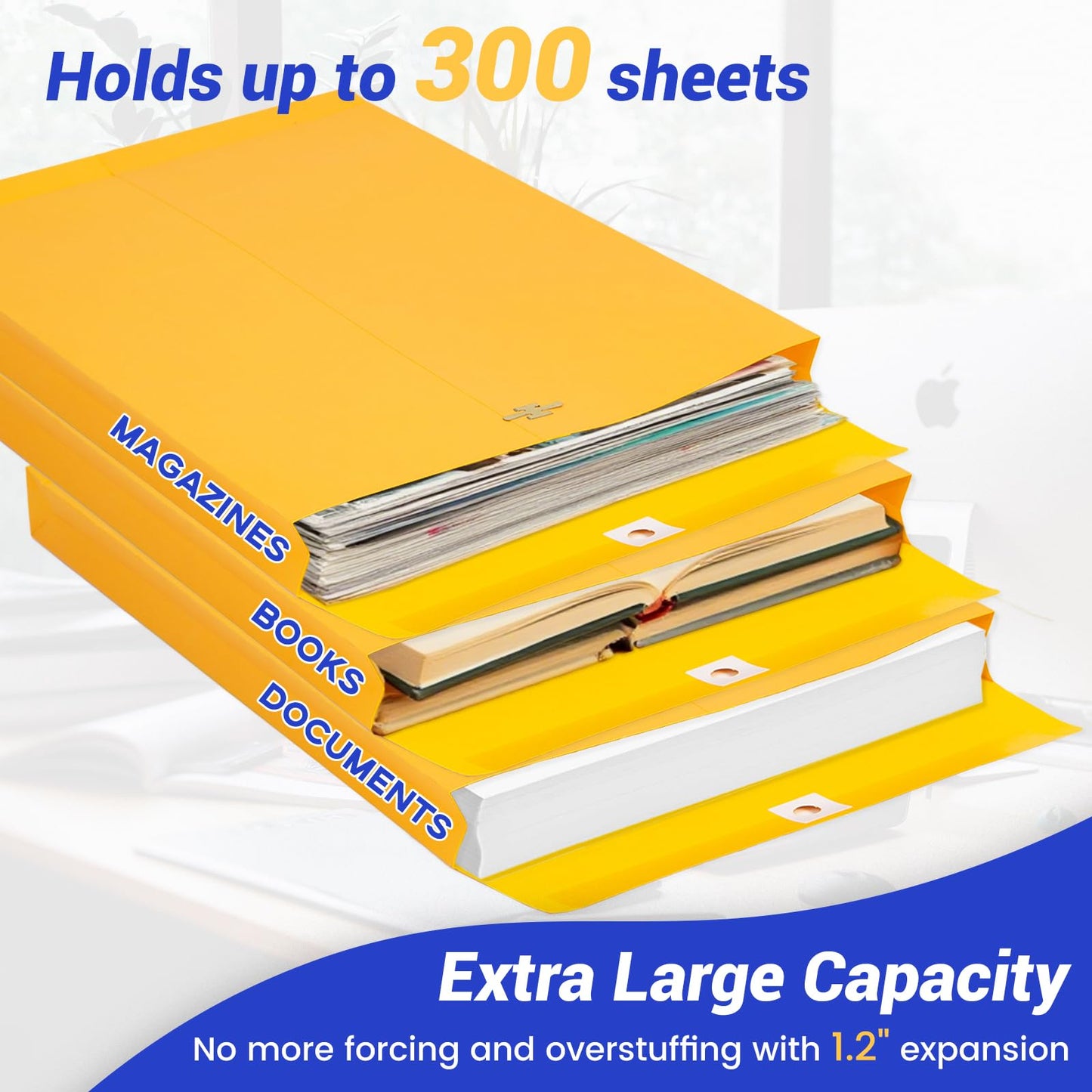 9x12 Expandable Clasp Envelopes 25 Pack, Goefun 180 GSM Heavyweight Large Kraft Manila Envelopes Expansion Mailer, for Home Office Business Storage and Organizing, with Extra-Large Capacity