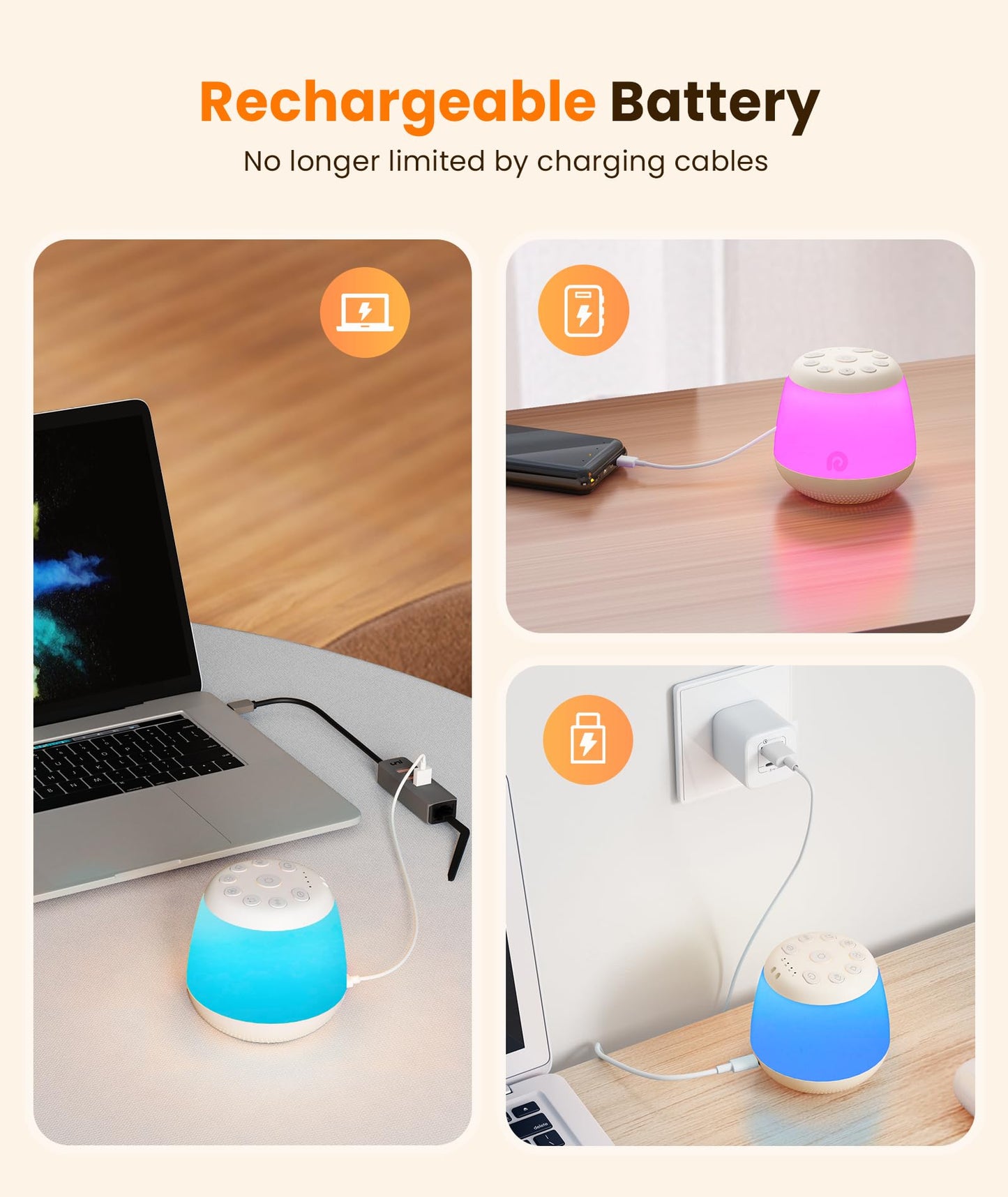 Dreamegg White Noise Machine - Portable Sound Machine Baby for Sleeping with 8 Adjustable Night Light, 24 Sleep Sounds for Baby Kids Adults, Timers & Memory Function Portable for Home Travel