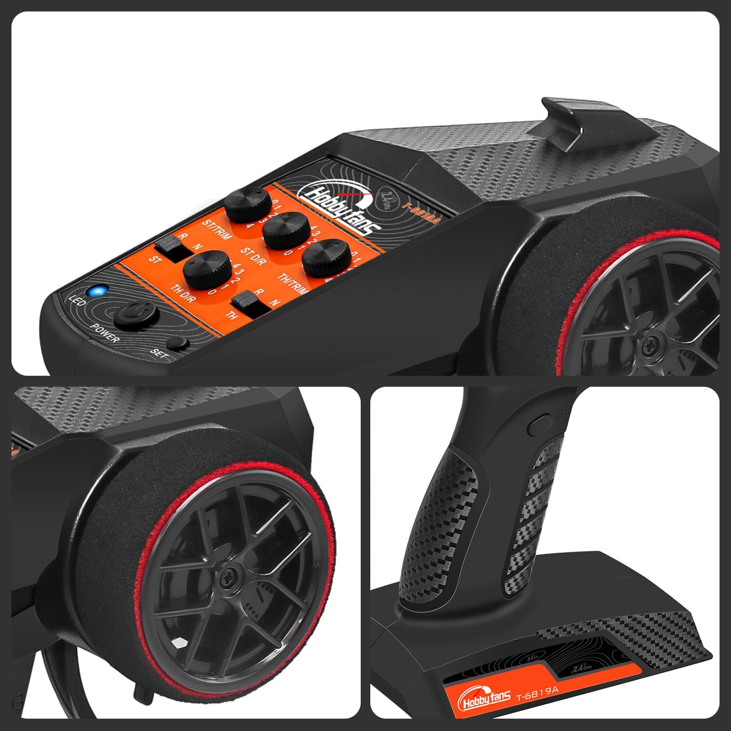 Hobby Fans RC Radio System 4CH 2.4G RC Transmitter with Receiver and Lanyard Anti-Jamming Remote Controller for RC Car Crawler Boat