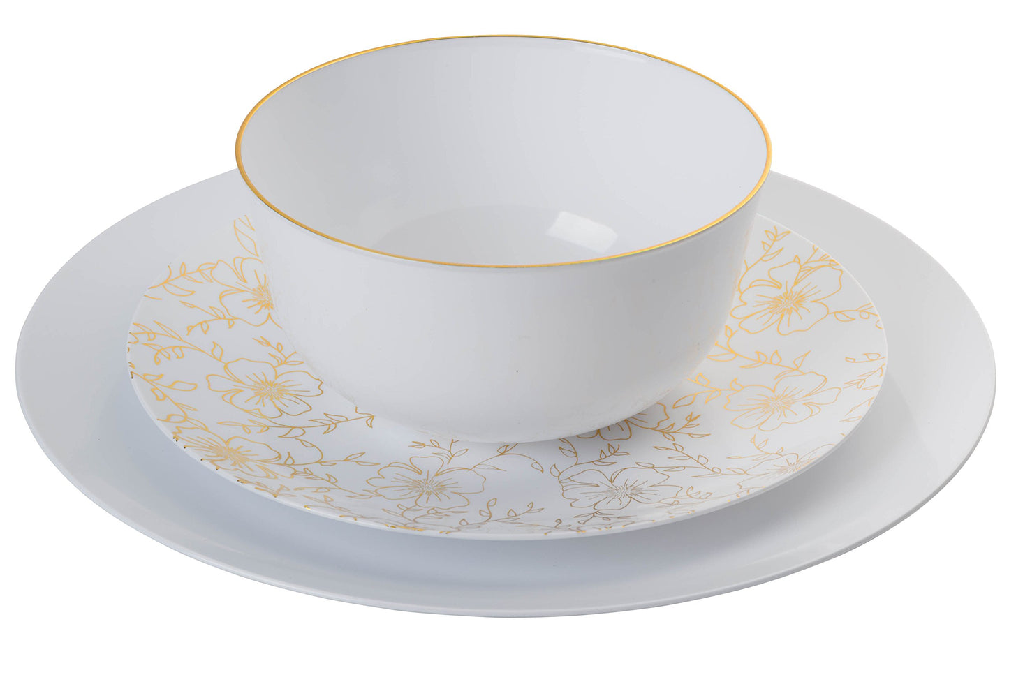 Premium 10.25 inch. Trend White Disposable Plastic Plates, Food Grade Plastic Dinner Plates - 40 Pack - Trendables™