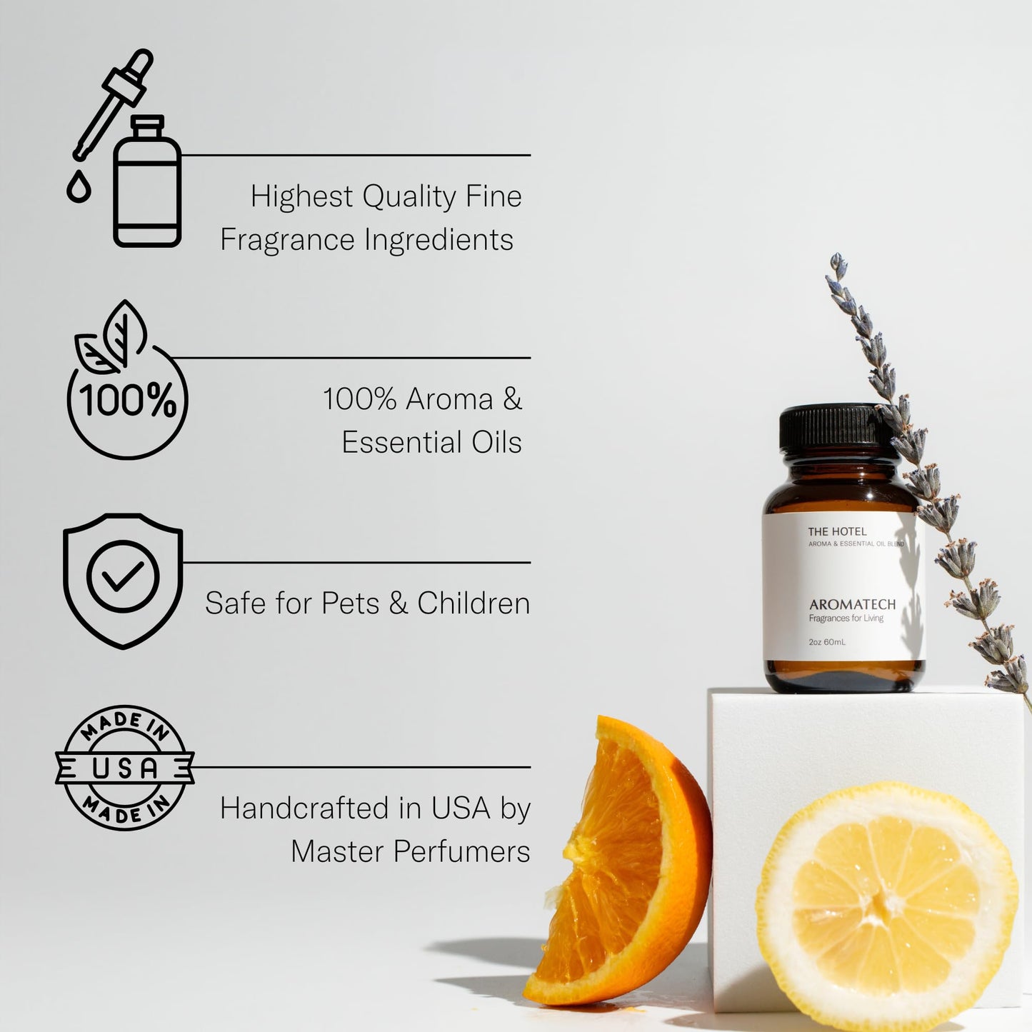AromaTech The Hotel Premium Aroma Oil – Elevated & Luxurious Home Fragrance with Notes of Lavender, Citrus & Juicy Peach for Scent Diffusers, Cold-Air and UltraSonic Scent Machines – 10 mL