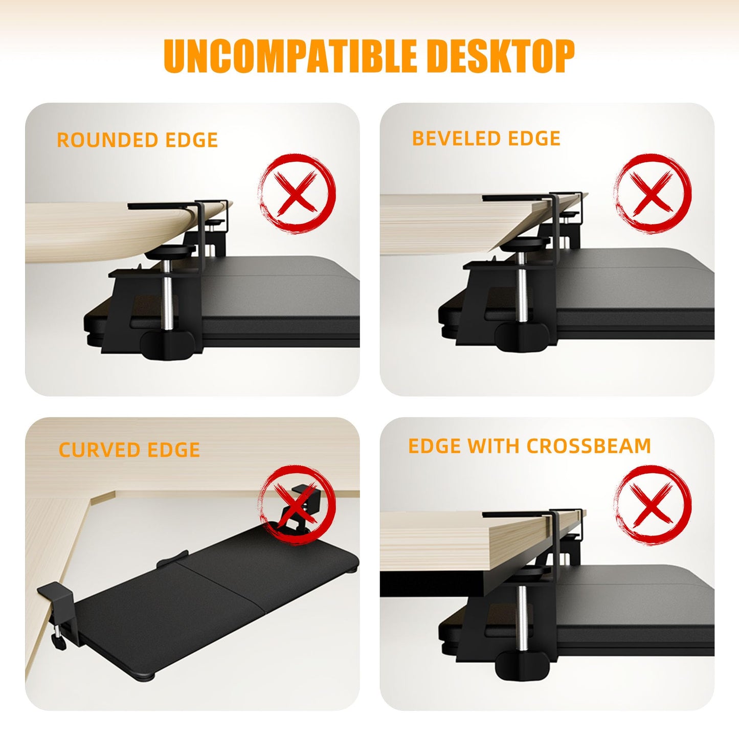 ERGOMAKER Keyboard Tray Under Desk 25.6"×11.8" (65×30cm), Ergonomic Sliding Keyboard & Mouse Tray Adjustable Slide Out Easy Assembly, Suitable for Office/Home/School (Black)