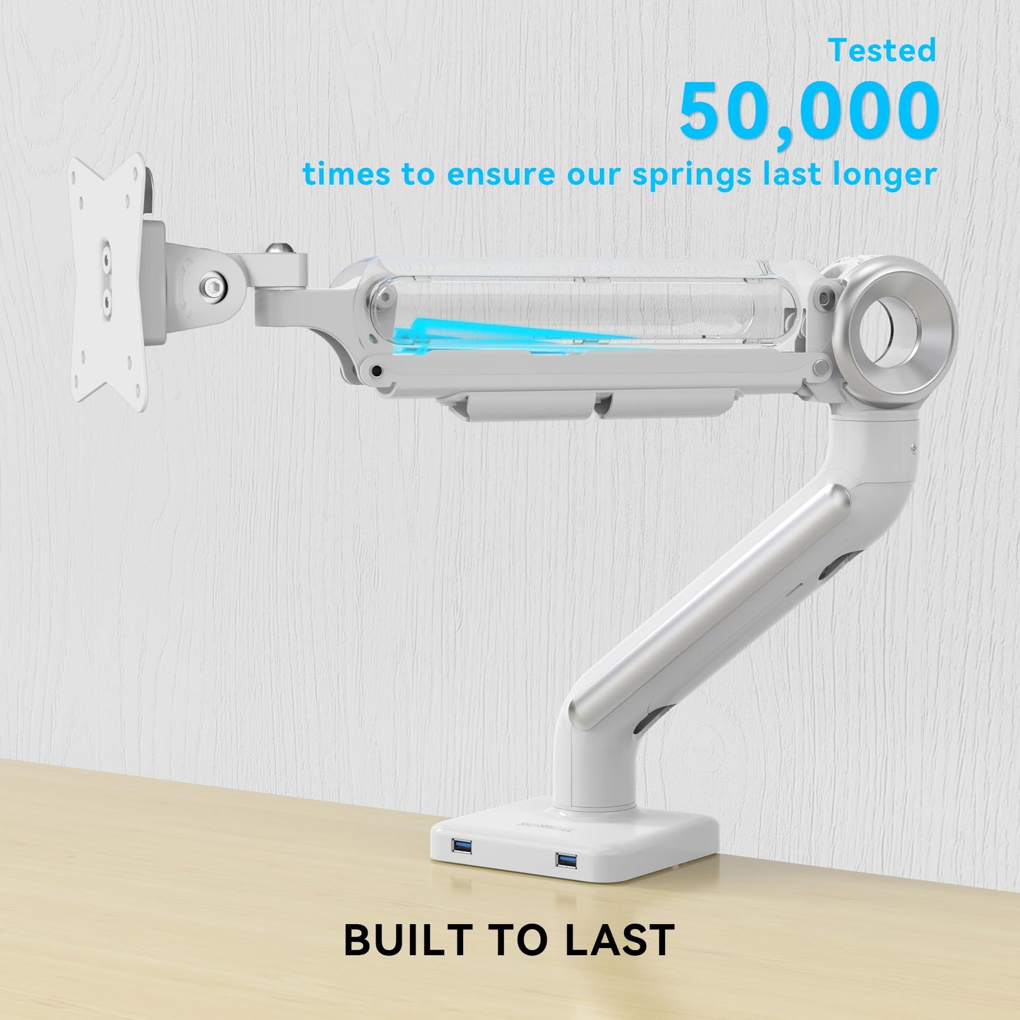 SHOPPINGALL Heavy Duty Monitor Mount for 13 to 35 inch VESA Compatible Screen, Pneumatic Gas Spring Arm Supports up to 26.5lbs - SA-GE61U-White