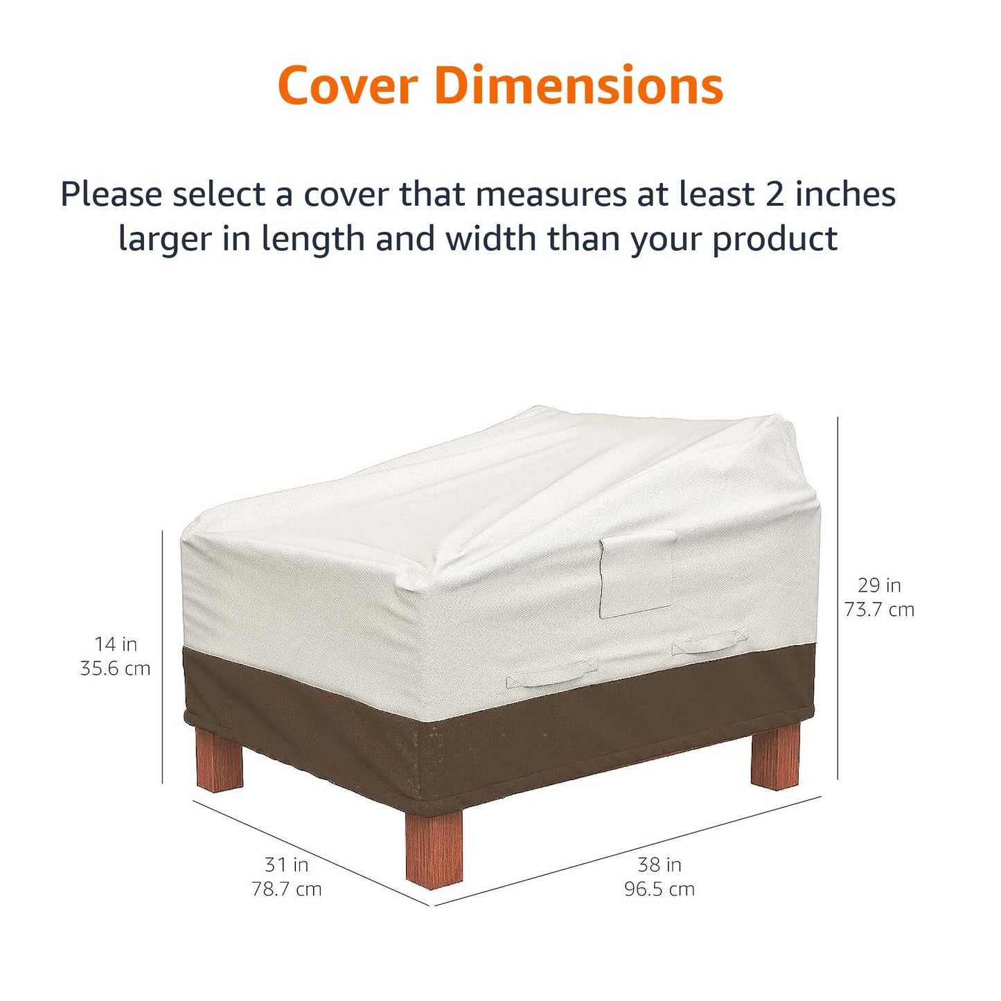 Amazon Basics Patio Chair Lounge Deep Seat, Outdoor Lawn and Patio Furniture Covers, Heavy Duty, Waterproof, Waterproof, Anti-UV, Durable, Set of 2, Beige/Tan