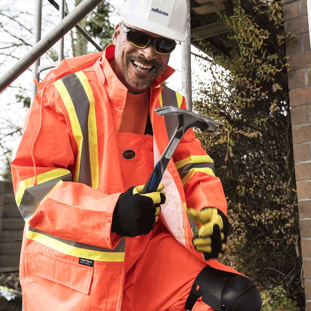 Pioneer V1081350 Hi-Viz Safety Rain Jacket, Tear and Abrasion Resistant