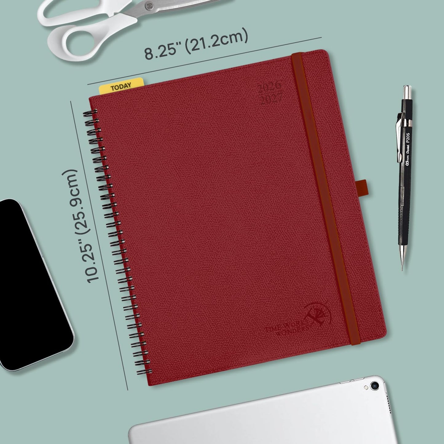 POPRUN 2026-2027 Academic Weekly Planner, Large 8.5" x 10.5" Horizontal Layout Calendar Agenda from July 2026 to June 2027, Softcover Appionment Book with Monthly Tabs, Spiral Bound, Inner-Pocket - Soft Pink