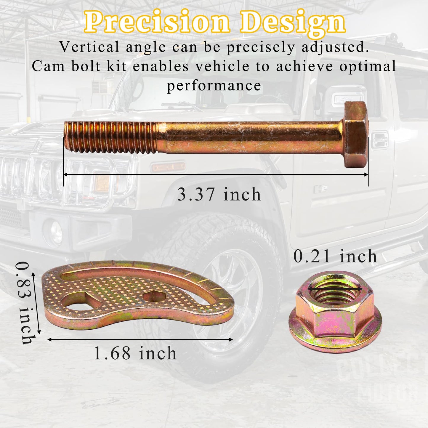 Upper Control Arm Bolts Alignment Camber Bolt Kit Fit for Chevrolet Silverado 1500 1500HD Classic GMC Yukon XL Savana Sierra Hummer H2 H2T 2WD 4WD ± 1.5° Correction Adjustment Suspension Kit 4Pcs